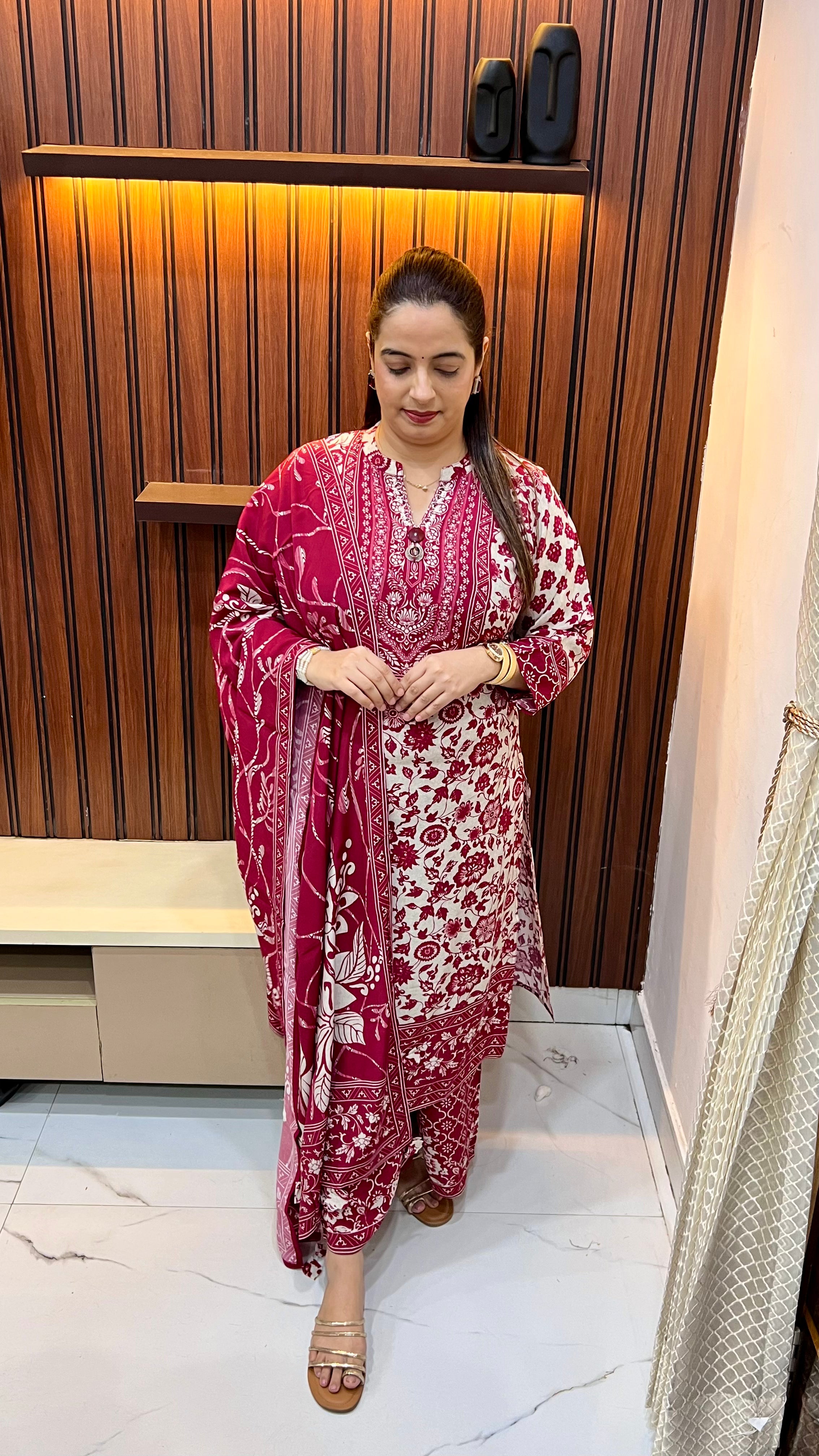 👑 The Luxury Edition: Natural Crepe Suit with Heritage Ajrakh Artistry 👑