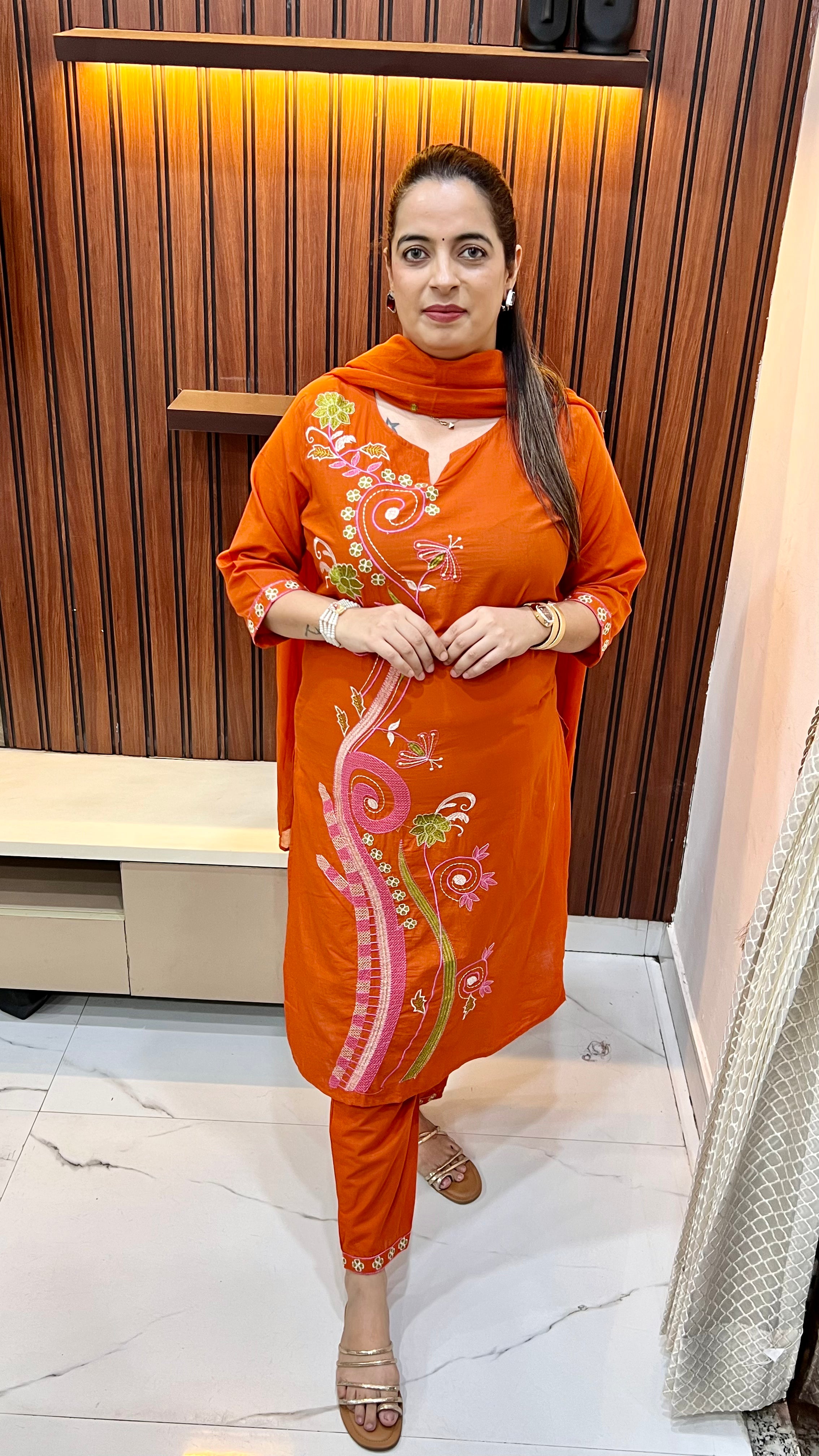 ✨ Quick Look: Pure Cotton Suit with Resham Thread Embroidery ✨