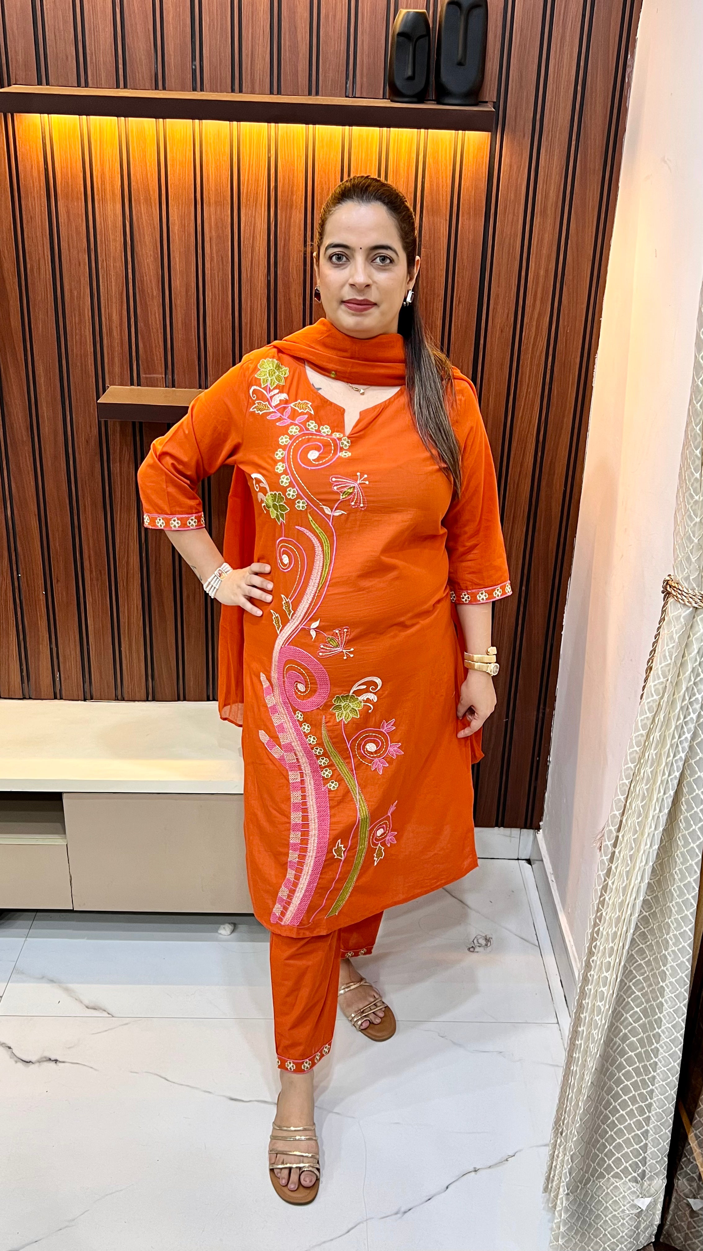 ✨ Quick Look: Pure Cotton Suit with Resham Thread Embroidery ✨