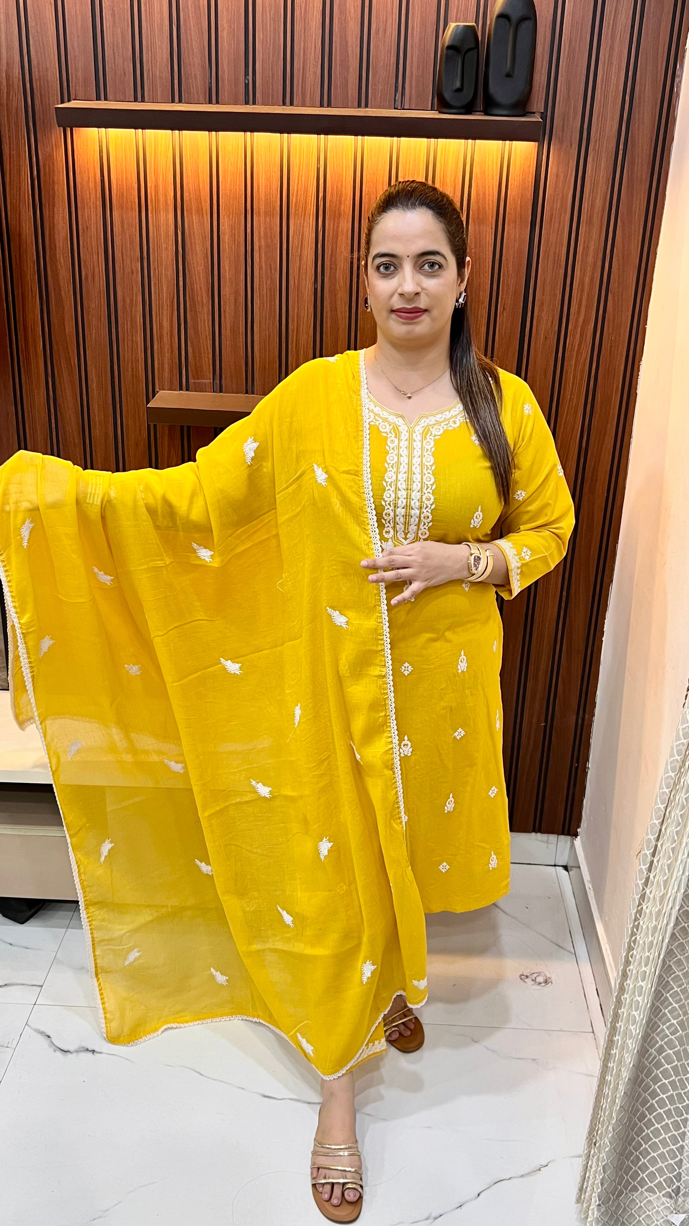 ✨ Quick Look: Pure Cotton Lakhnavi Suit with Mirror & Booti Embroidery ✨