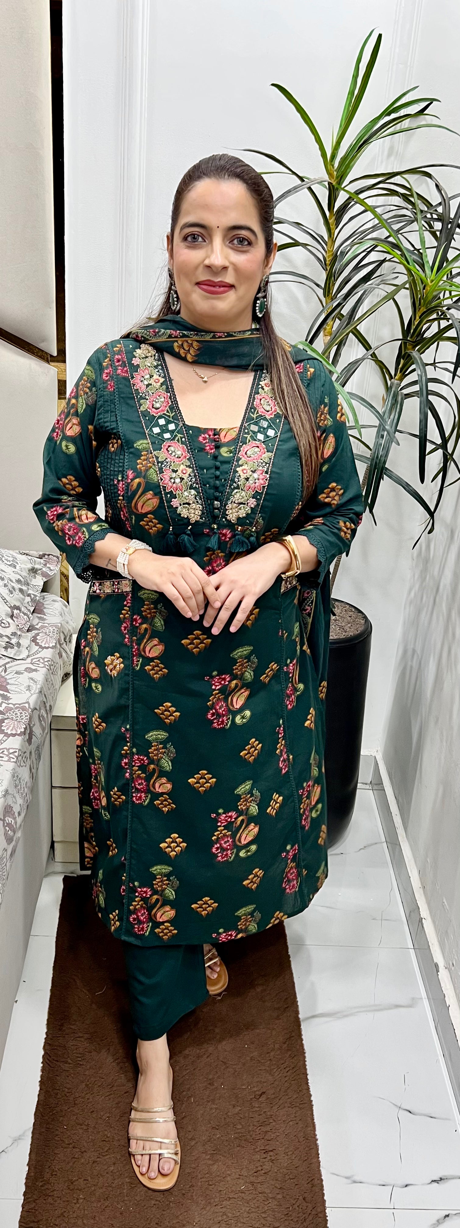 The Luxury Edition: Pure Cotton Kalamkari Suit with Mirror Work &amp; Designer Details 👑