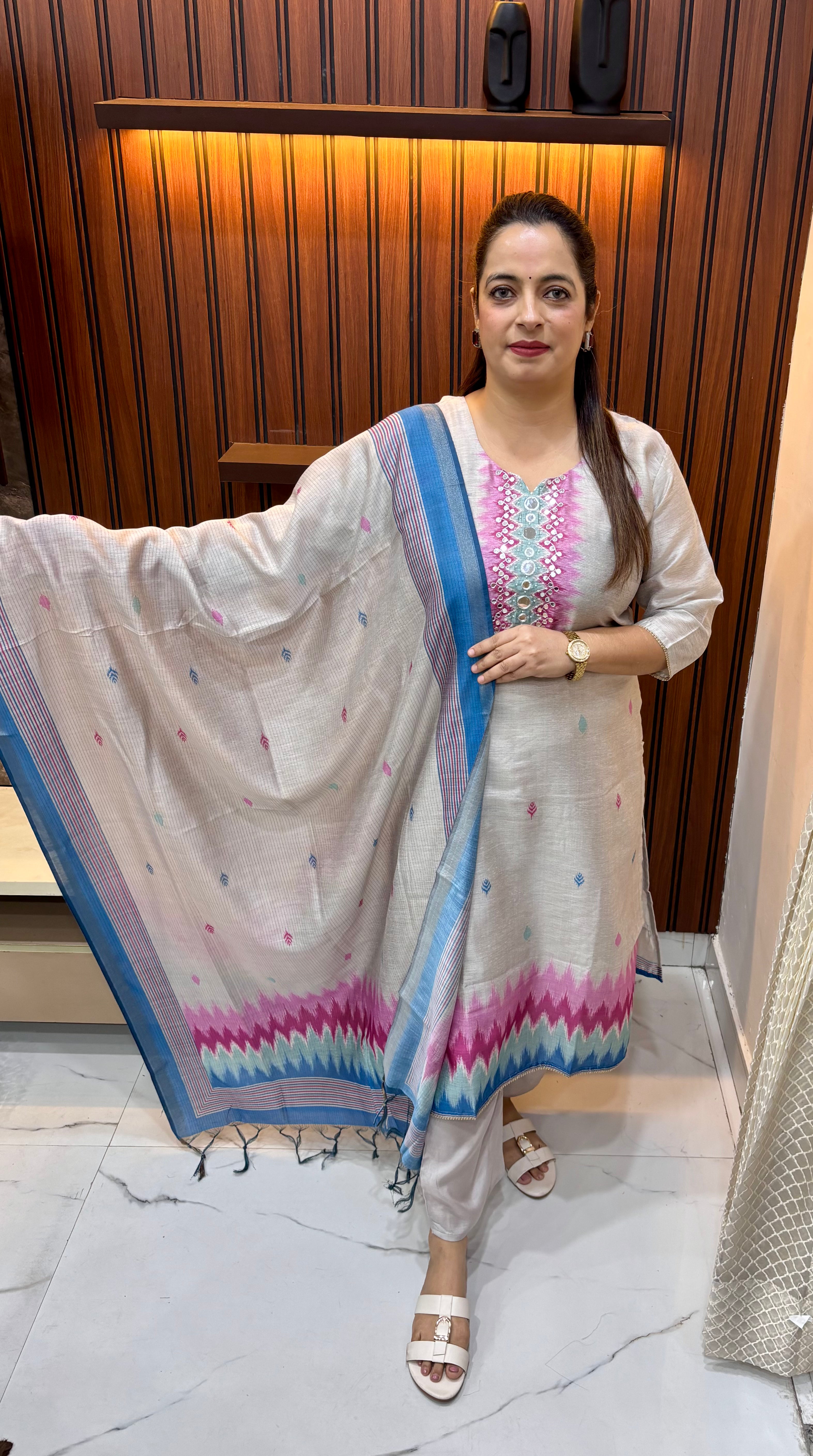 Pure Cotton Suit with Mirror Work & Digital Print ✨