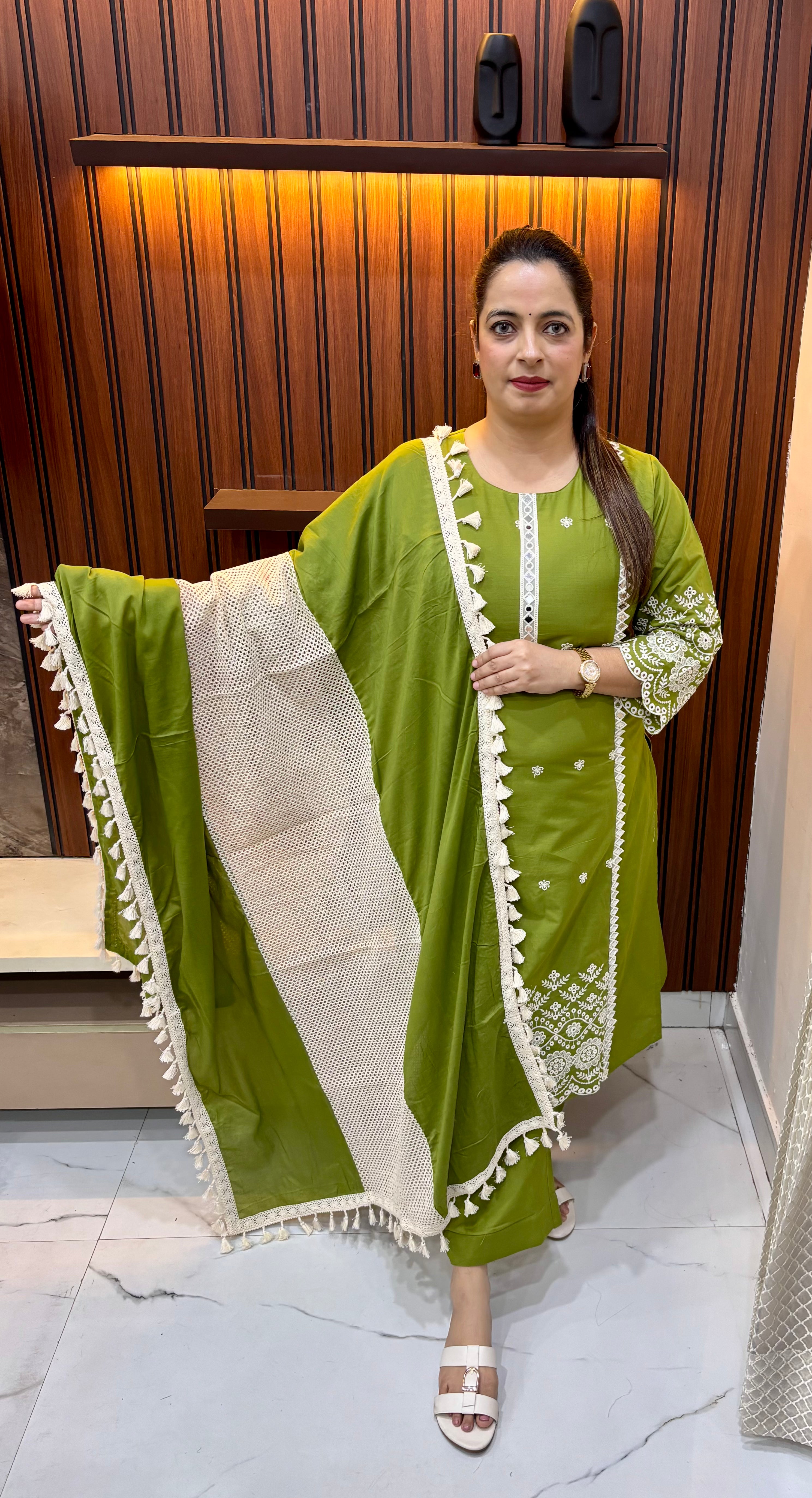 Pure Cotton Suit with All-Over Thread Embroidery & Mirror Work ✨