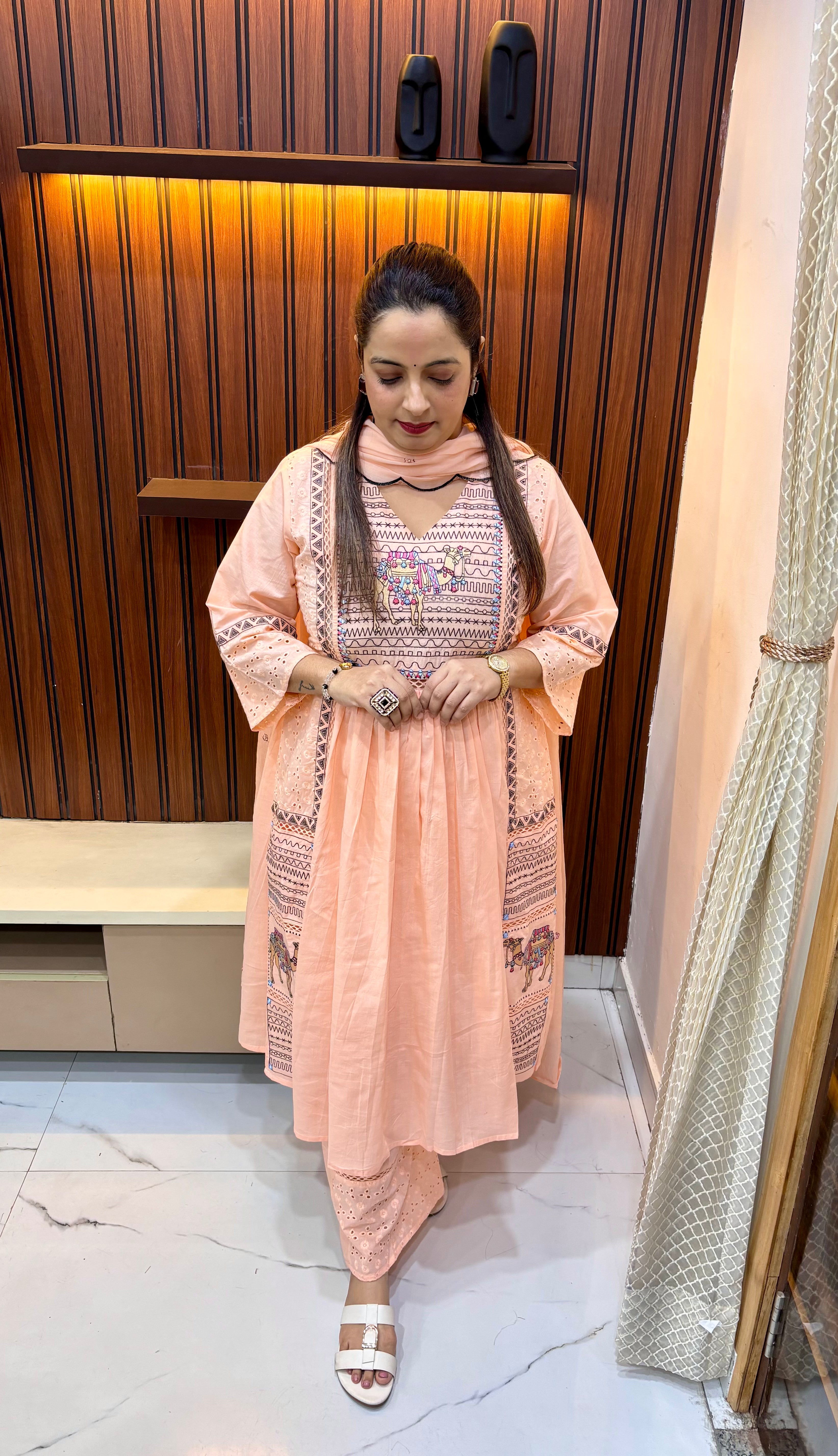 Pure Cotton Suit with Schiffli & Thread Embroidery Work ✨