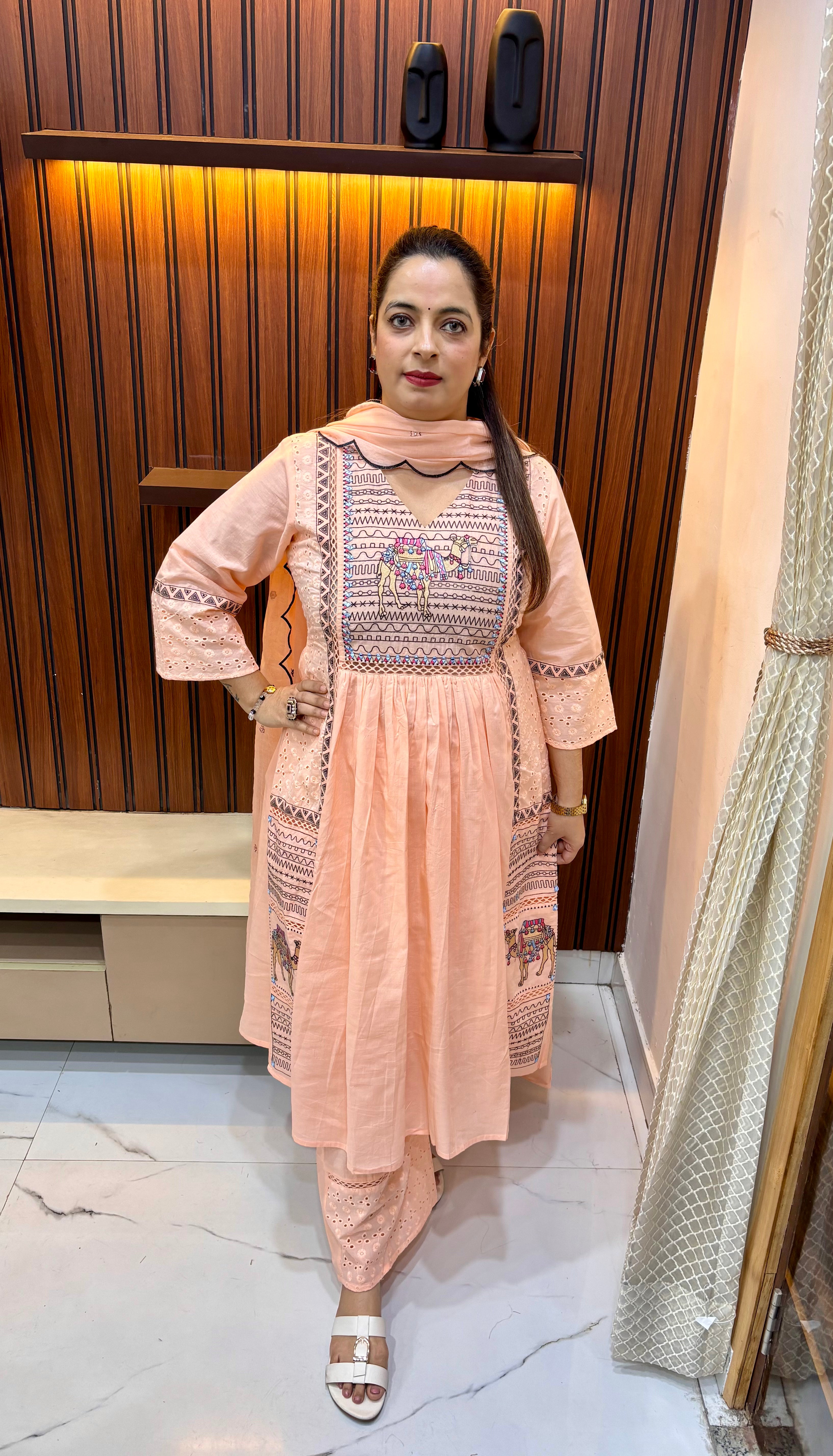 Pure Cotton Suit with Schiffli & Thread Embroidery Work ✨