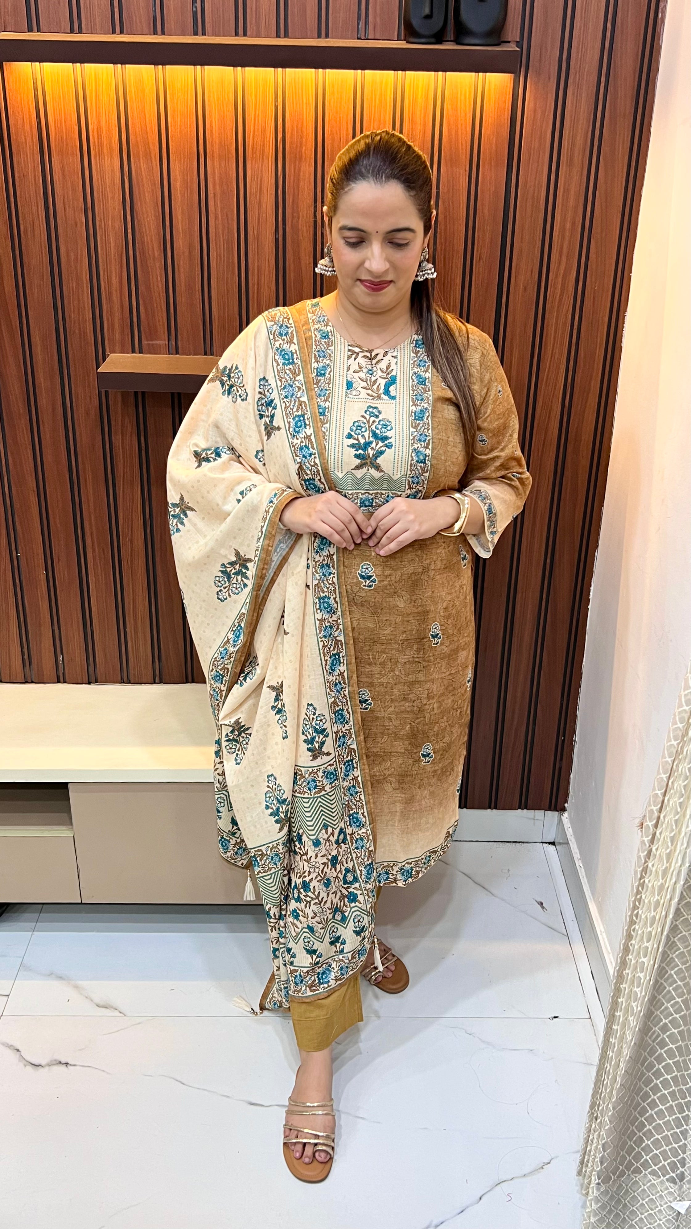 The Minimalist Heritage: Pure Cotton Kalamkari Suit with Cotton Lining