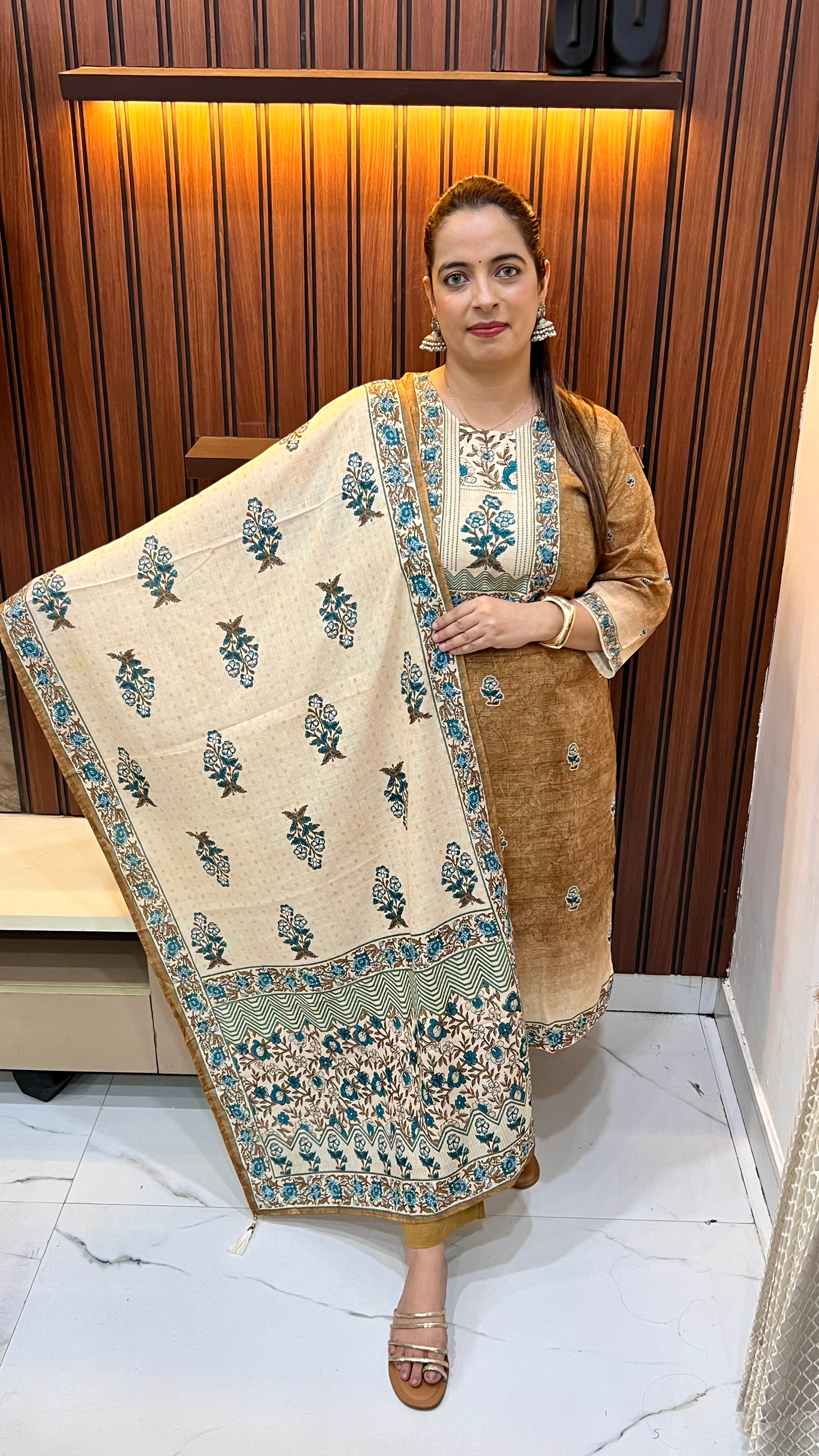 The Minimalist Heritage: Pure Cotton Kalamkari Suit with Cotton Lining