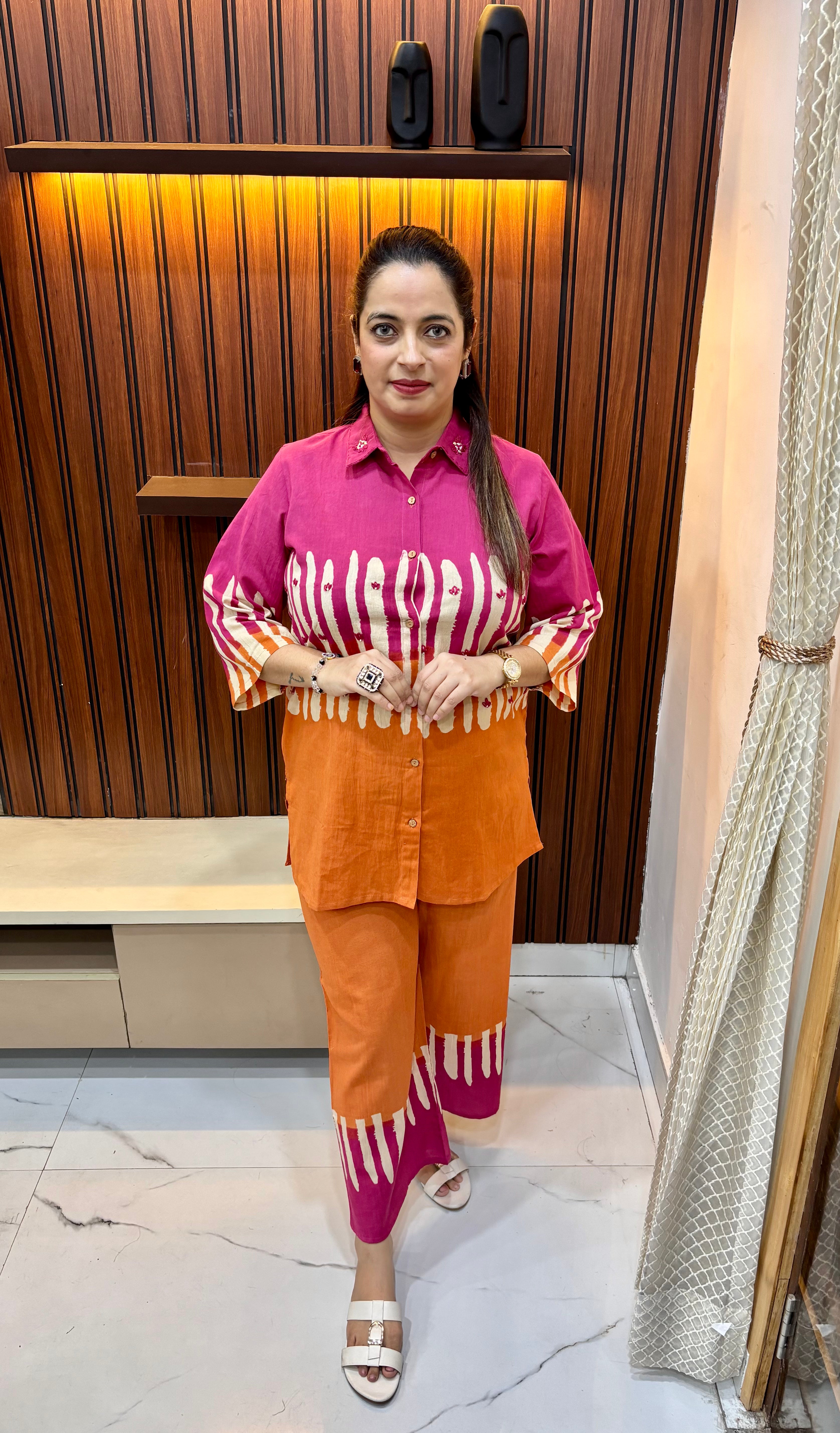 Pure Handloom Cotton Co-ord Set with Wooden Buttons ✨