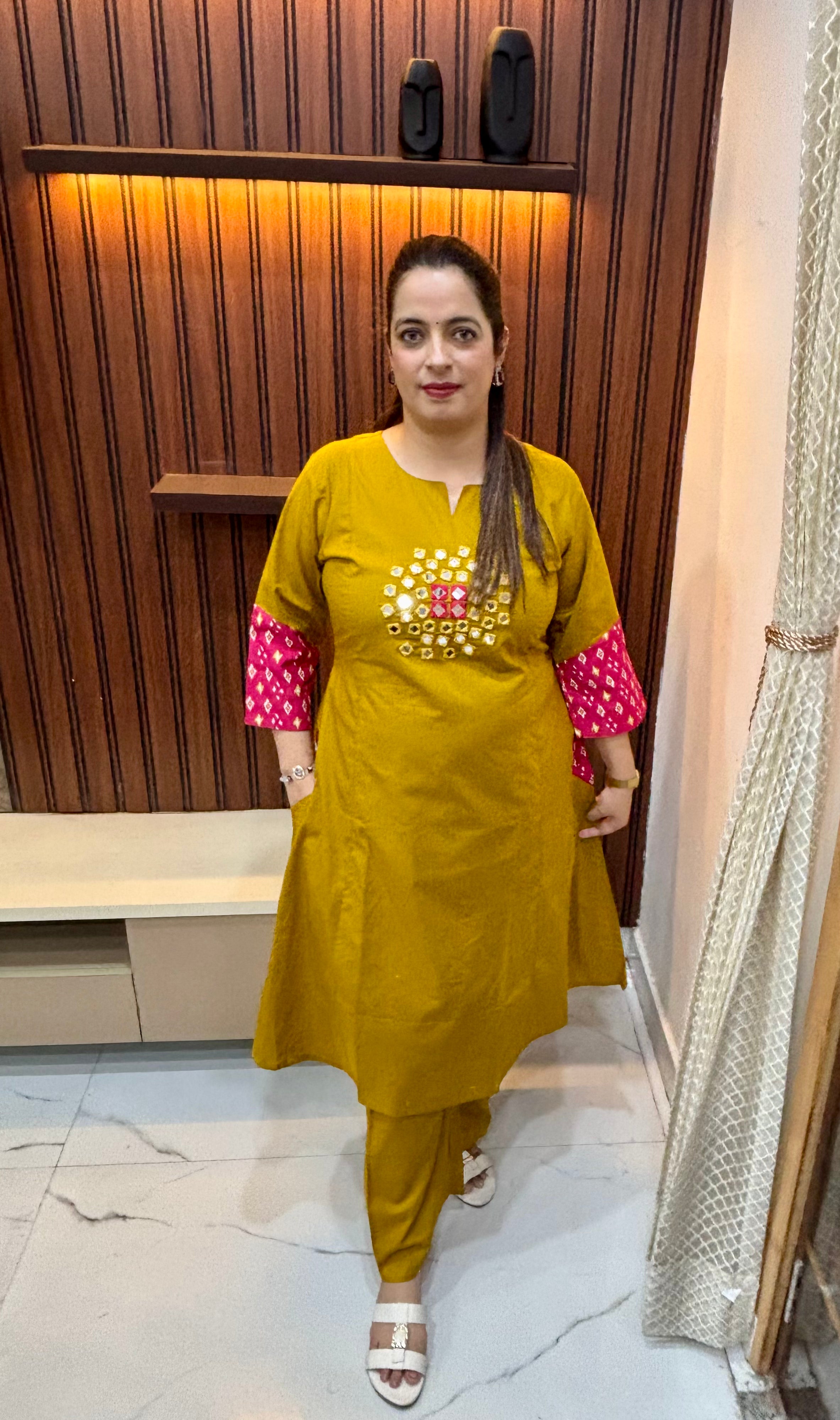 Pure Cotton Suit with Real Mirror Work & Designer Pockets ✨