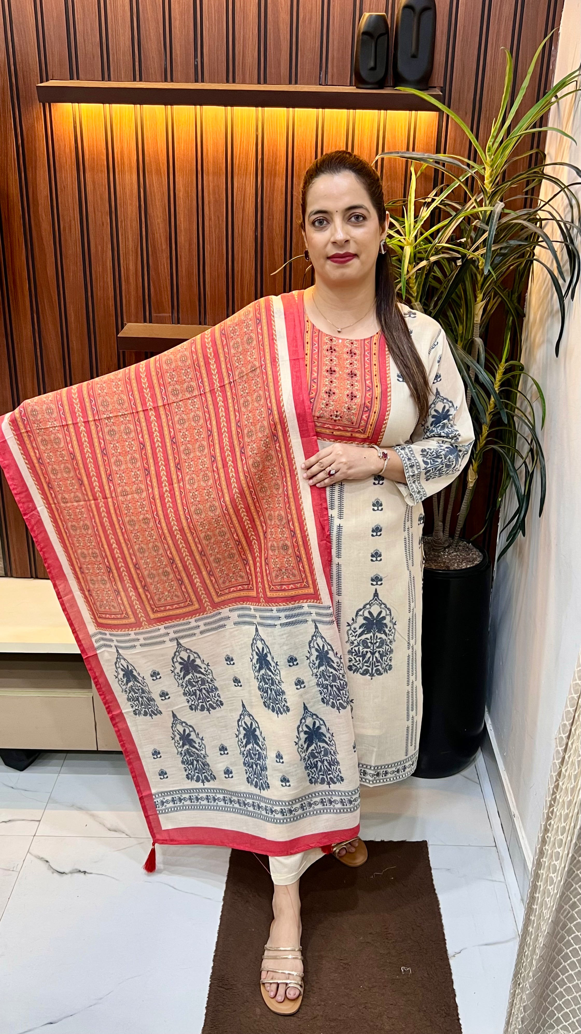 The Heritage Touch: Mulmul Cotton Kolkata Knot Work Suit