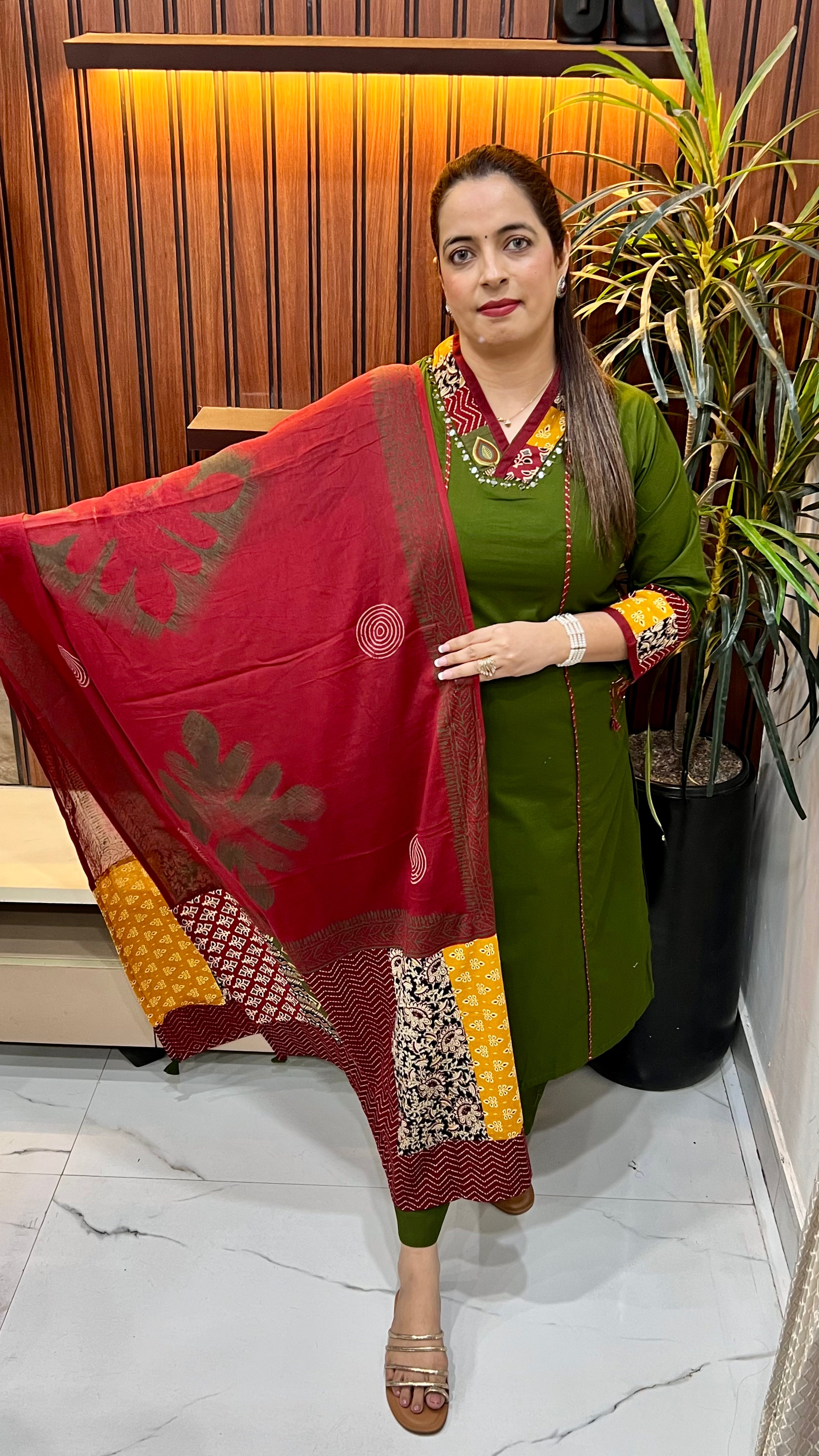The Everyday Artisan: Pure Cotton Kalamkari & Ajrakh Mirror Work Suit