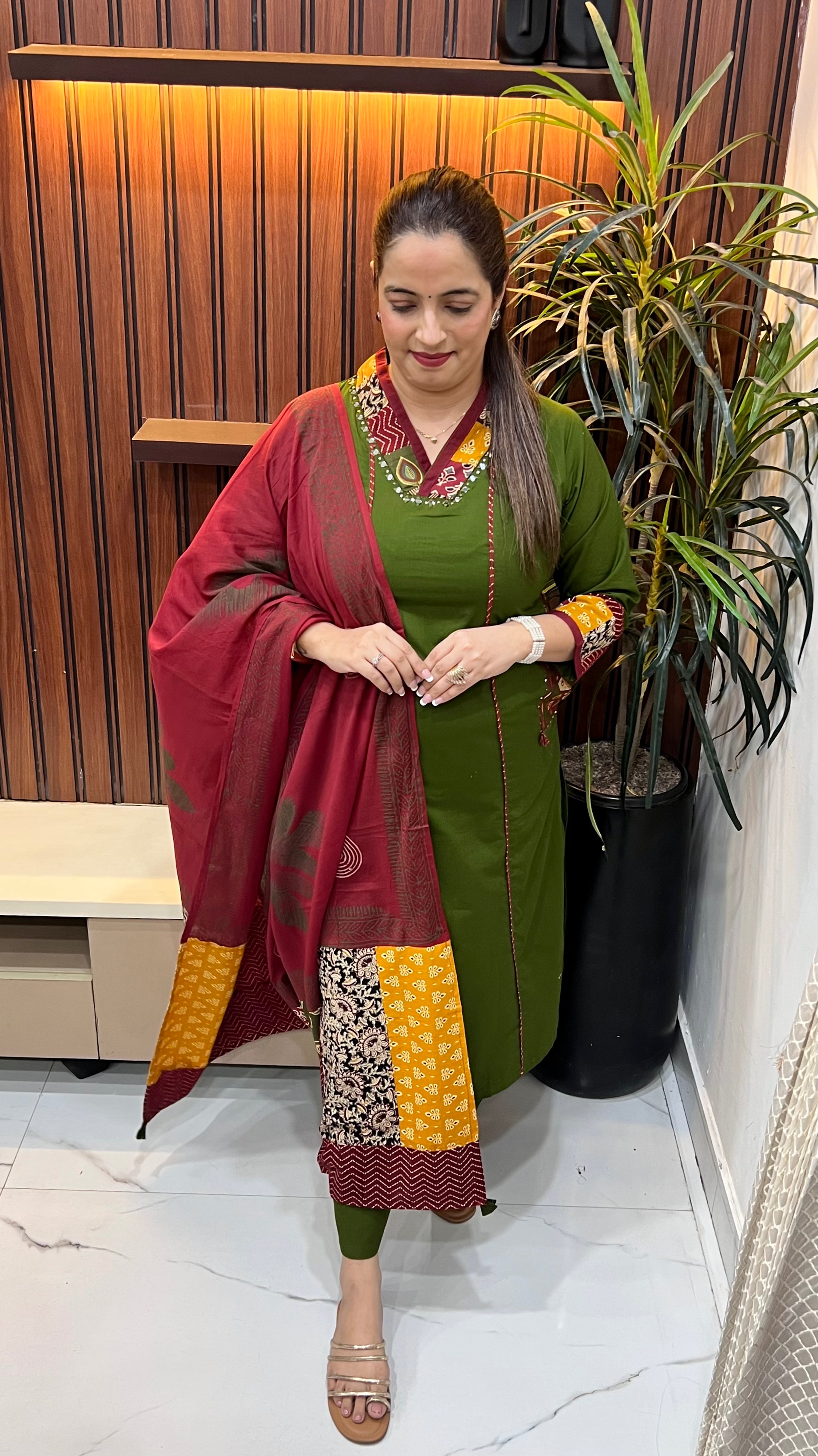 The Everyday Artisan: Pure Cotton Kalamkari & Ajrakh Mirror Work Suit