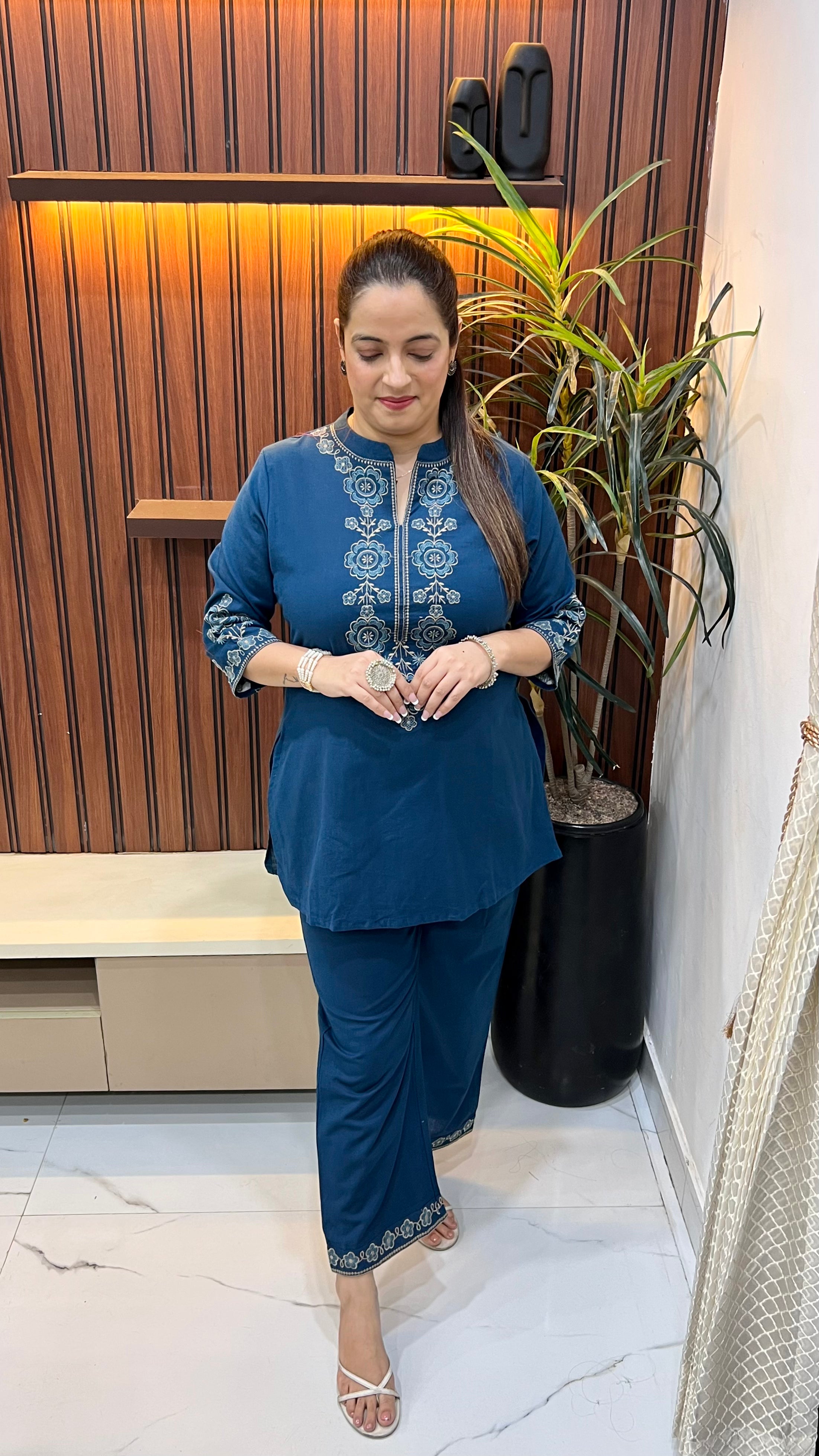 The Modern Minimalist: Pure Cotton Embroidered Co-Ord Set