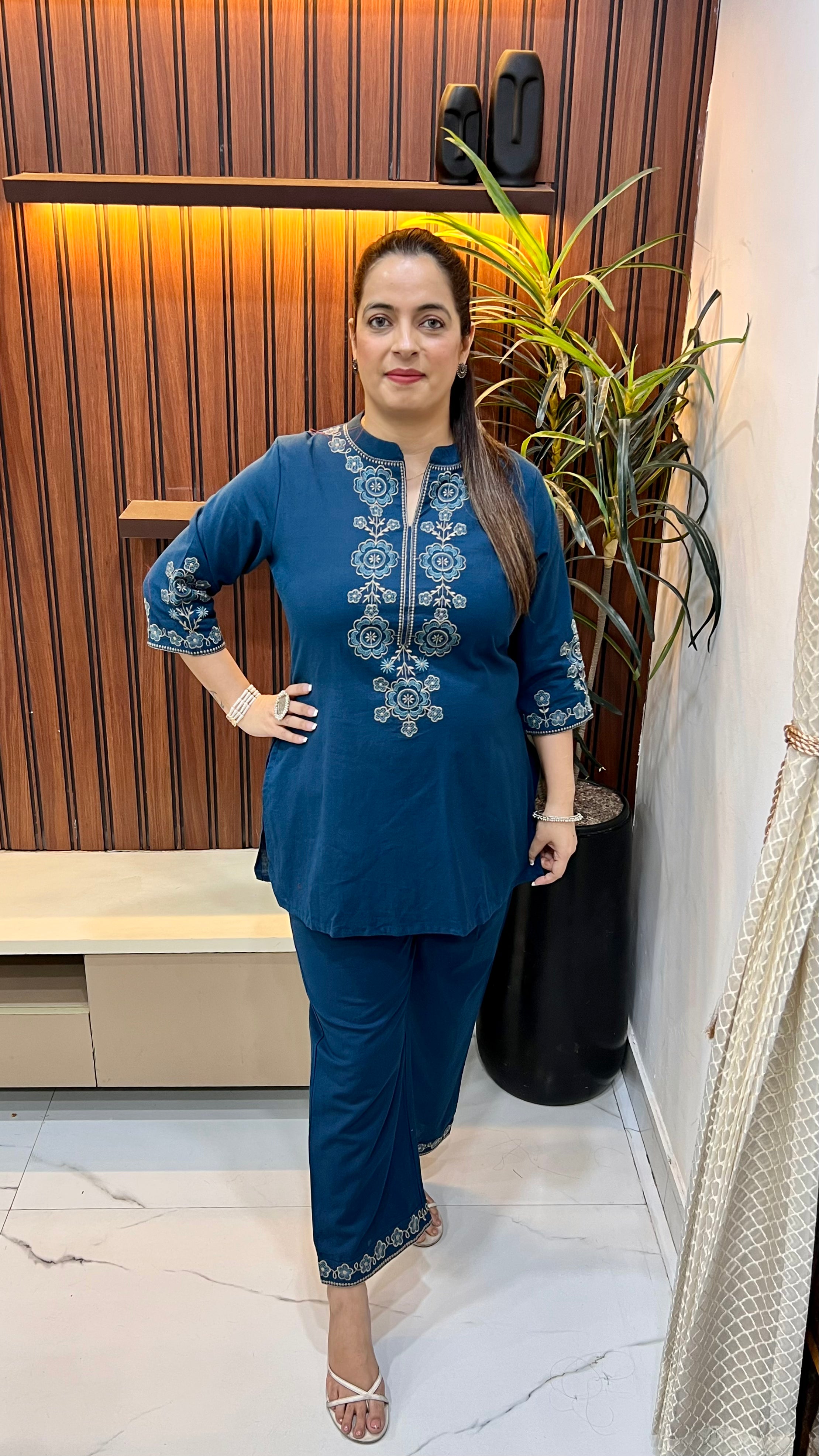The Modern Minimalist: Pure Cotton Embroidered Co-Ord Set