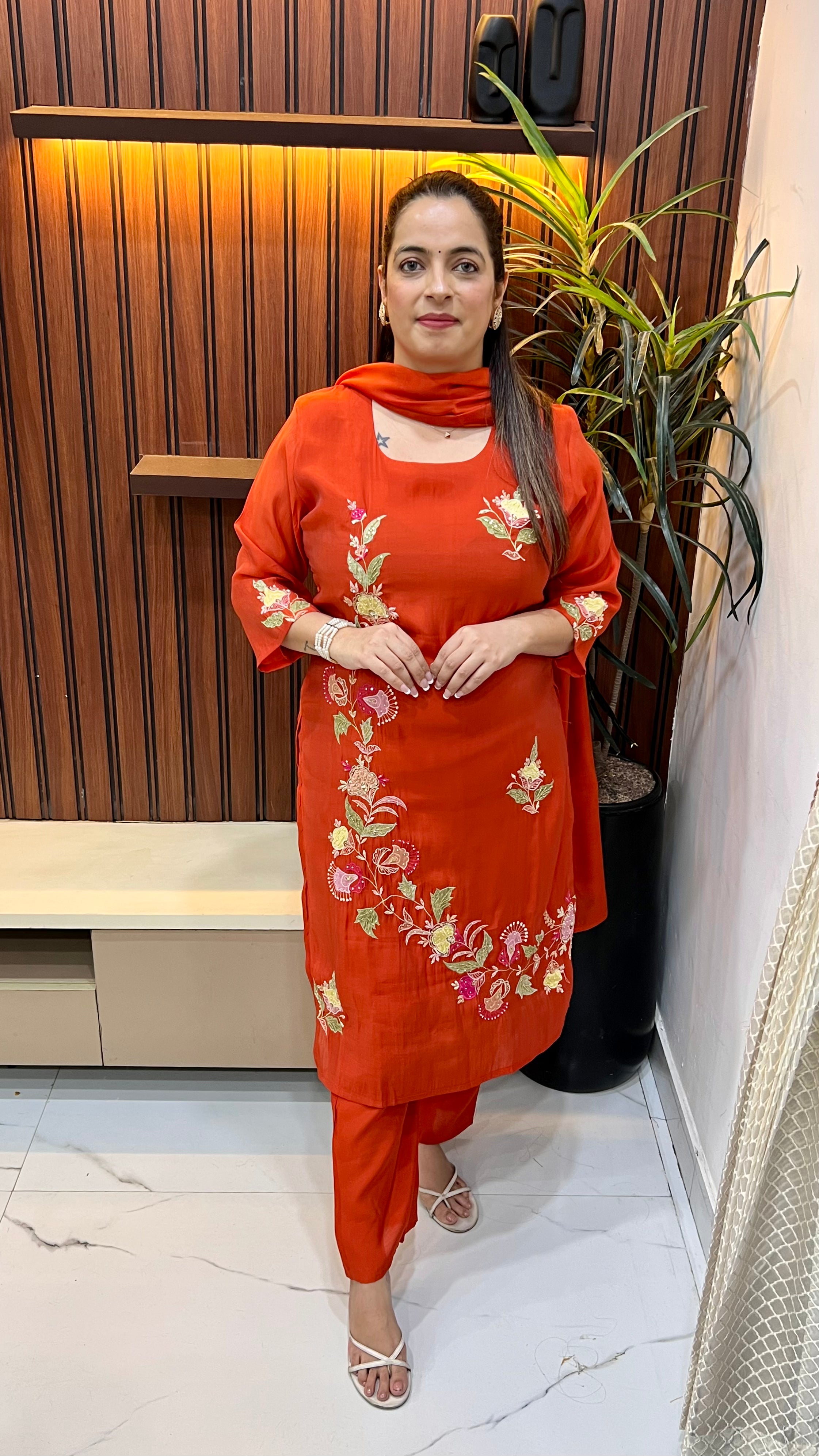 The Boutique Craft: Mul Chanderi Applique & Hand Work Suit