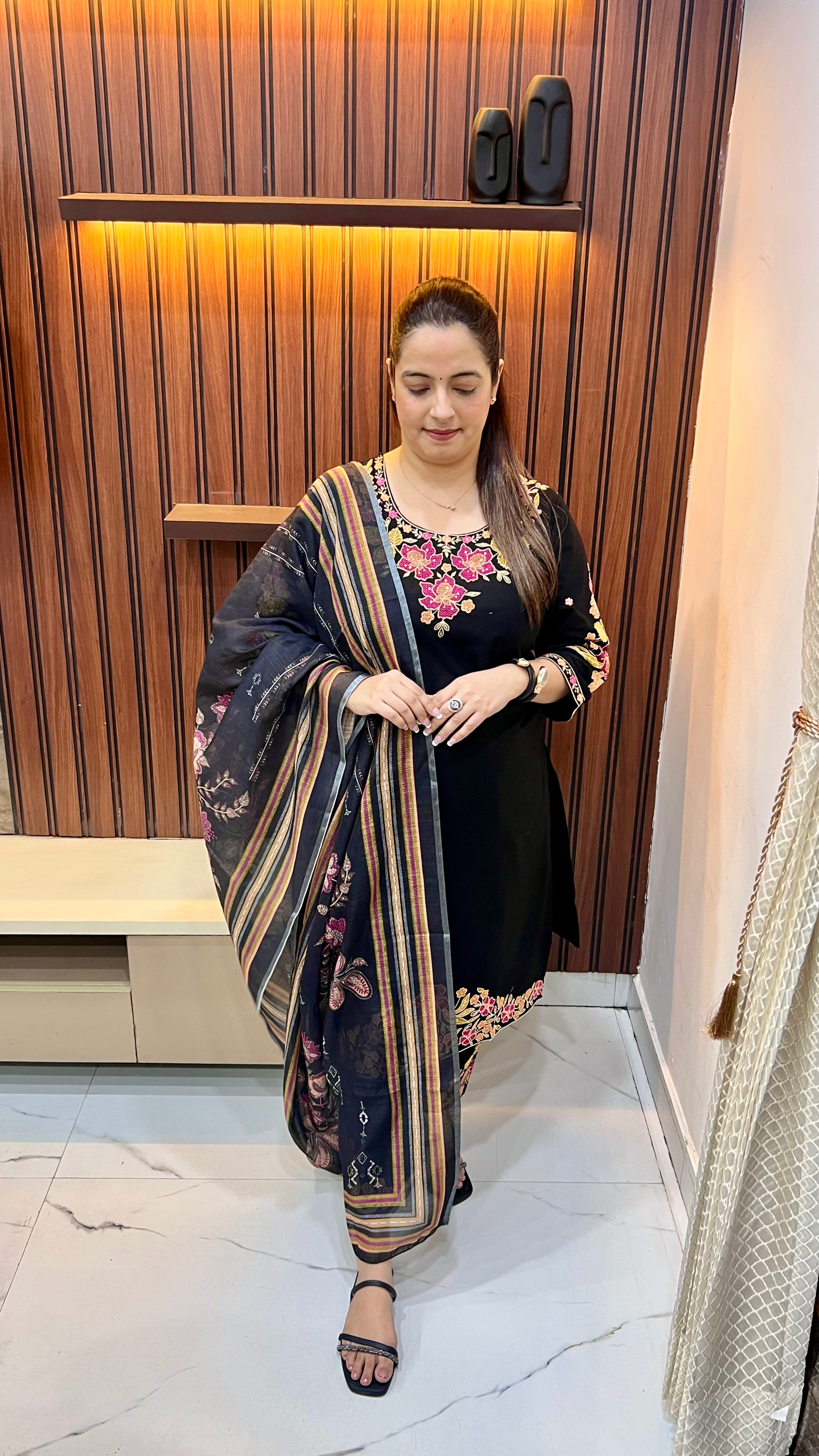 The Vintage Loom: Handloom Cotton Cross-Stitch Embroidery Suit