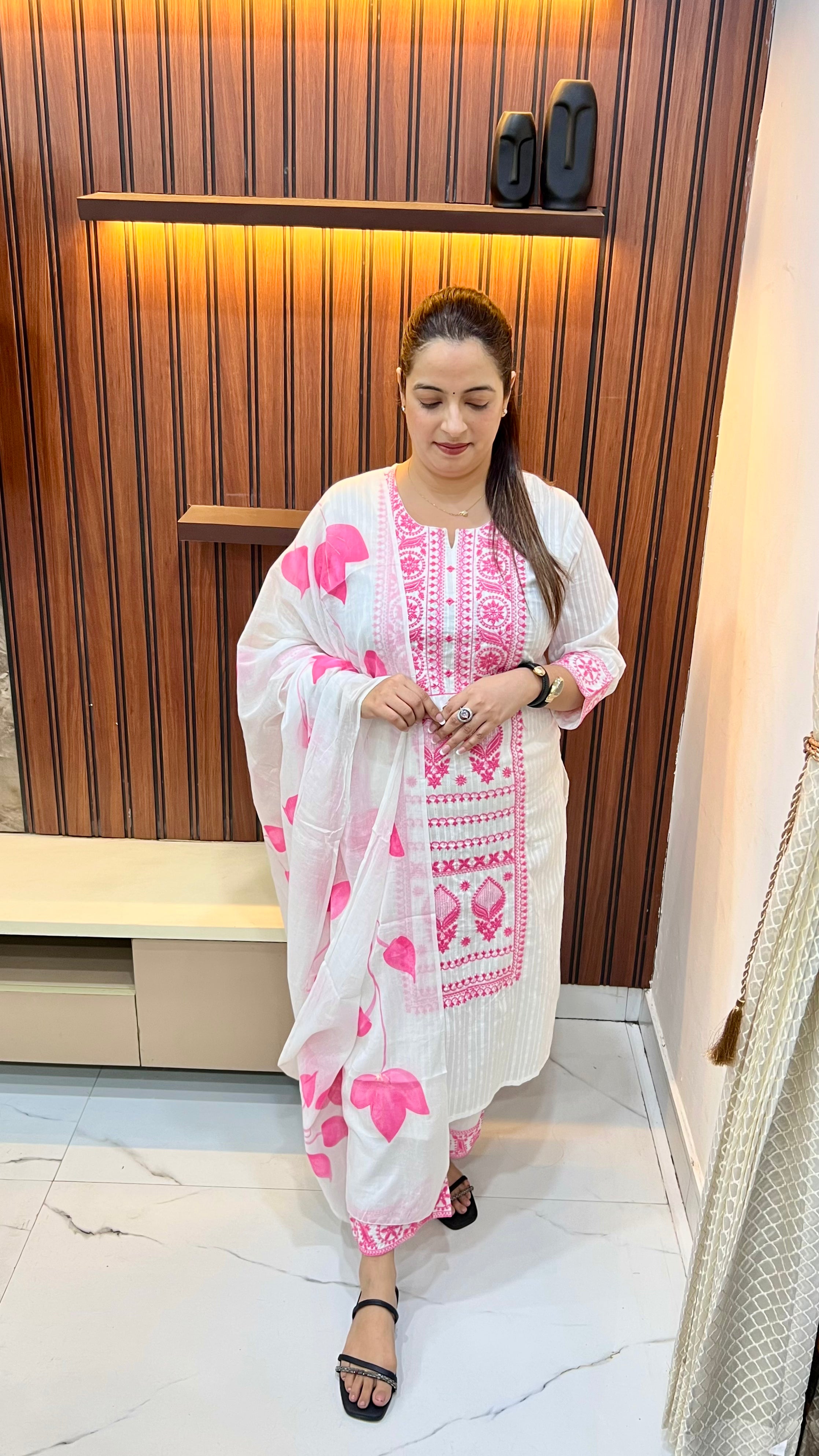 👑 The Imperial Blossom: Self-Cotton Thread Embroidery & Brush Art Suit