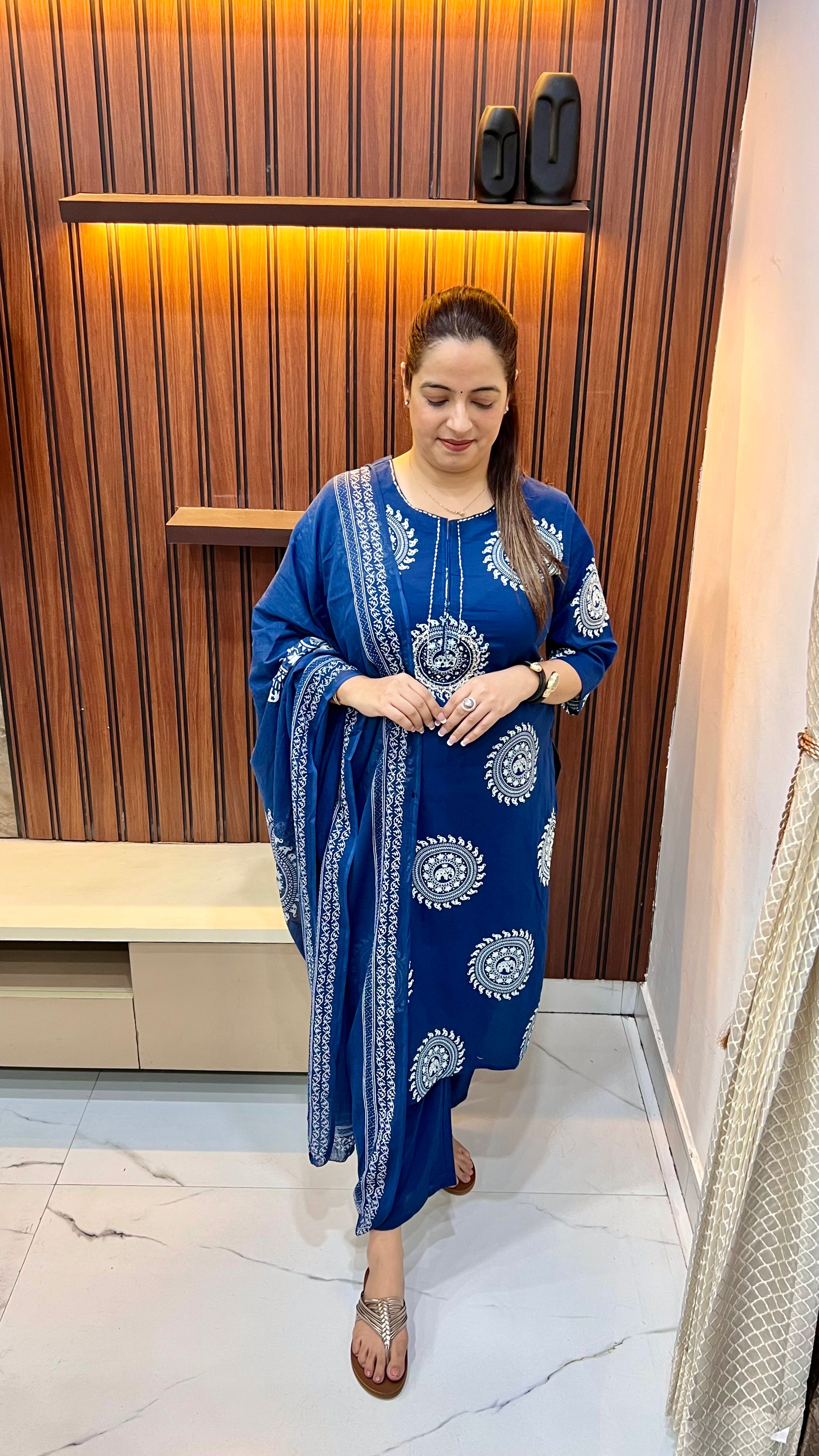 The Heritage Fusion: Pure Cotton Kantha Work & Madhubani Art Suit
