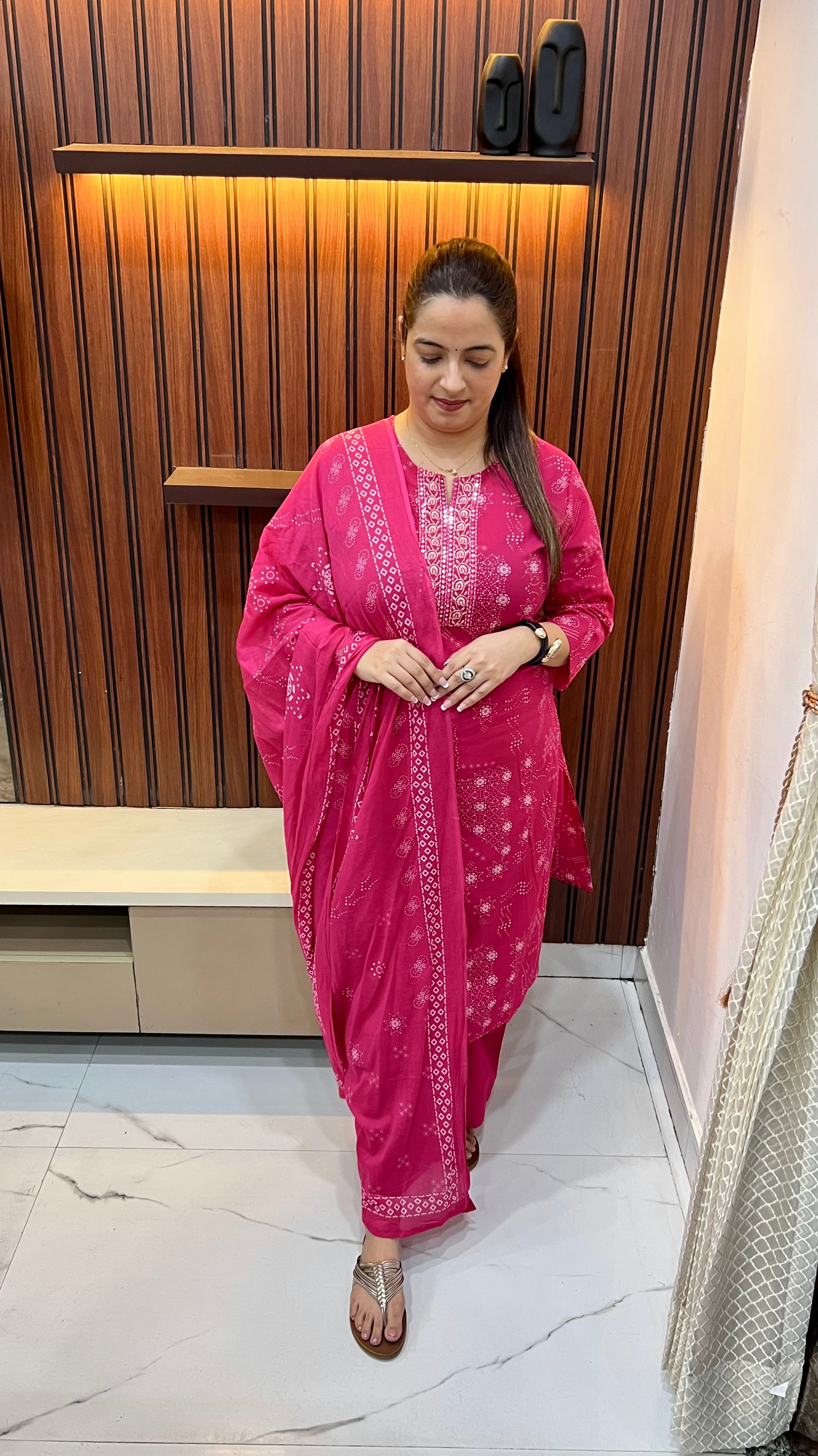 👑 The Imperial Heritage: Pure Cotton Mirror, Resham & Slit-Detail Suit
