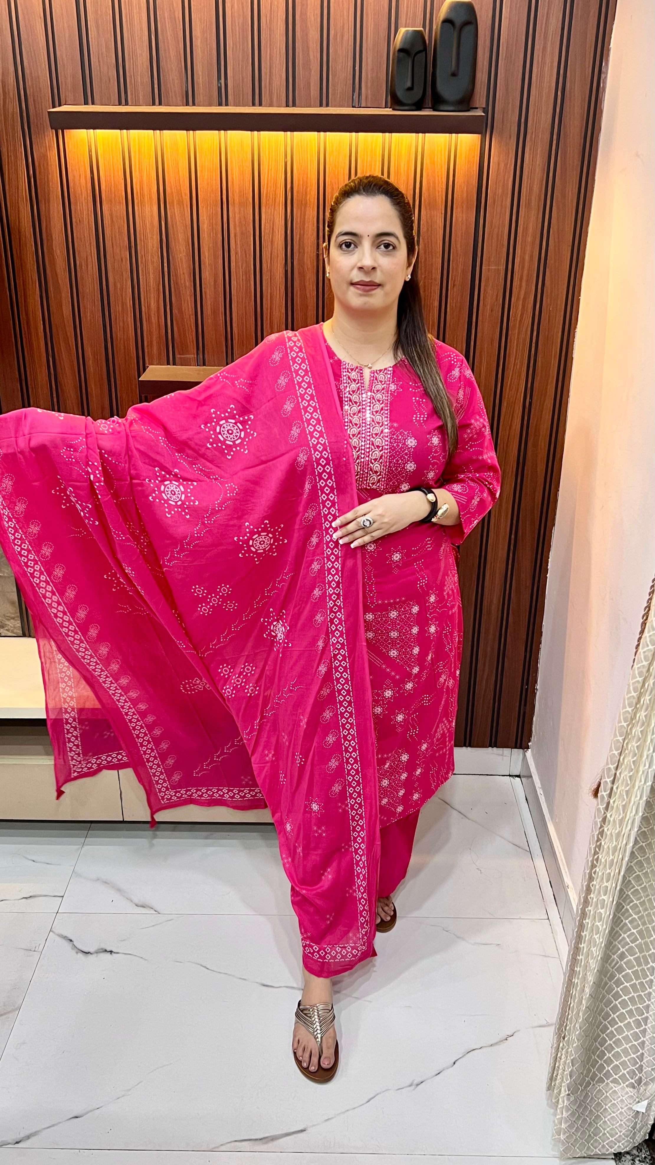 👑 The Imperial Heritage: Pure Cotton Mirror, Resham & Slit-Detail Suit