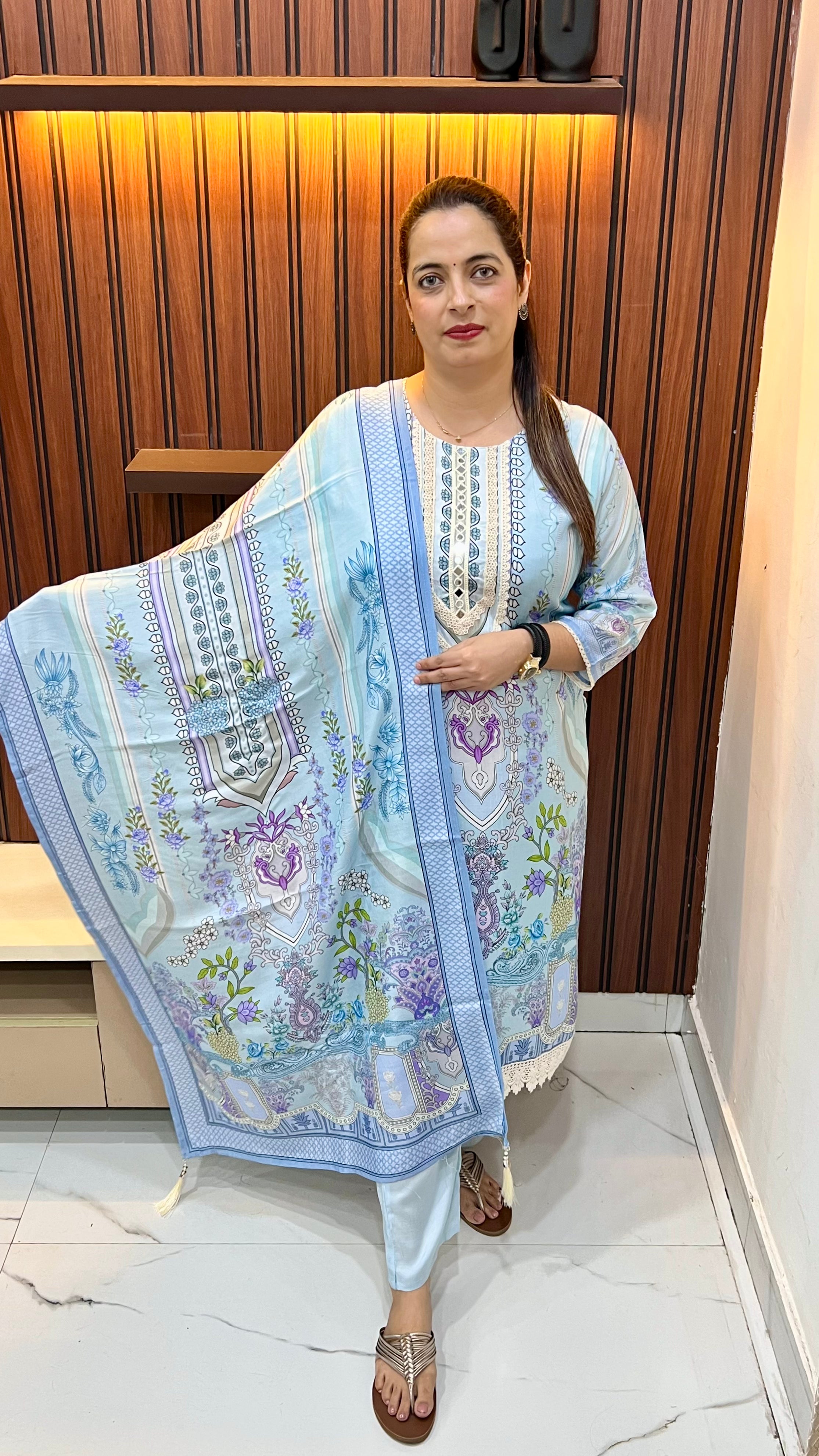 The Luxury Canvas: Russian Crepe Digital Print & Mirror Suit
