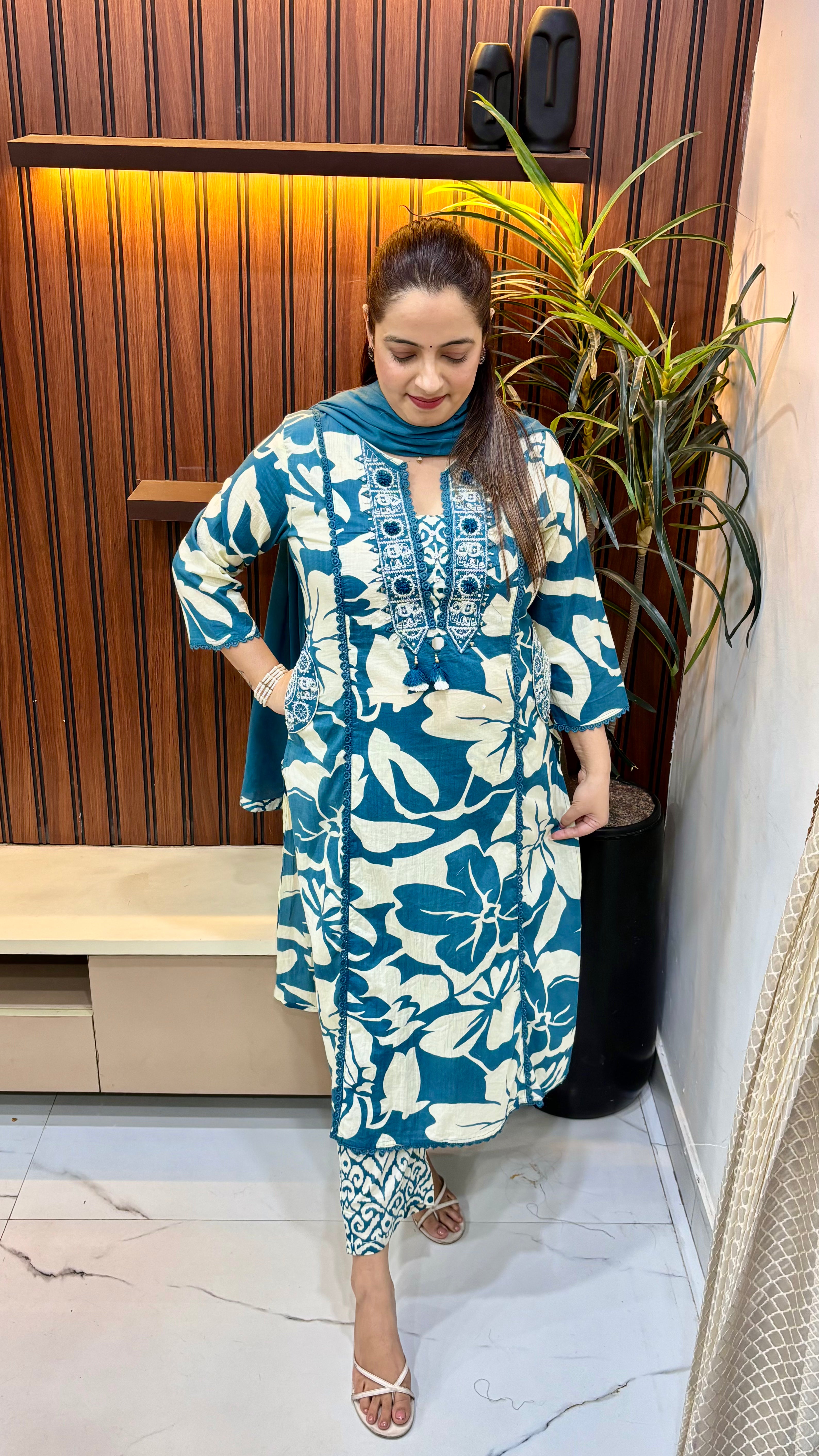 The Artisan Pocket: Pure Cotton Thread Embroidery & Lace Suit