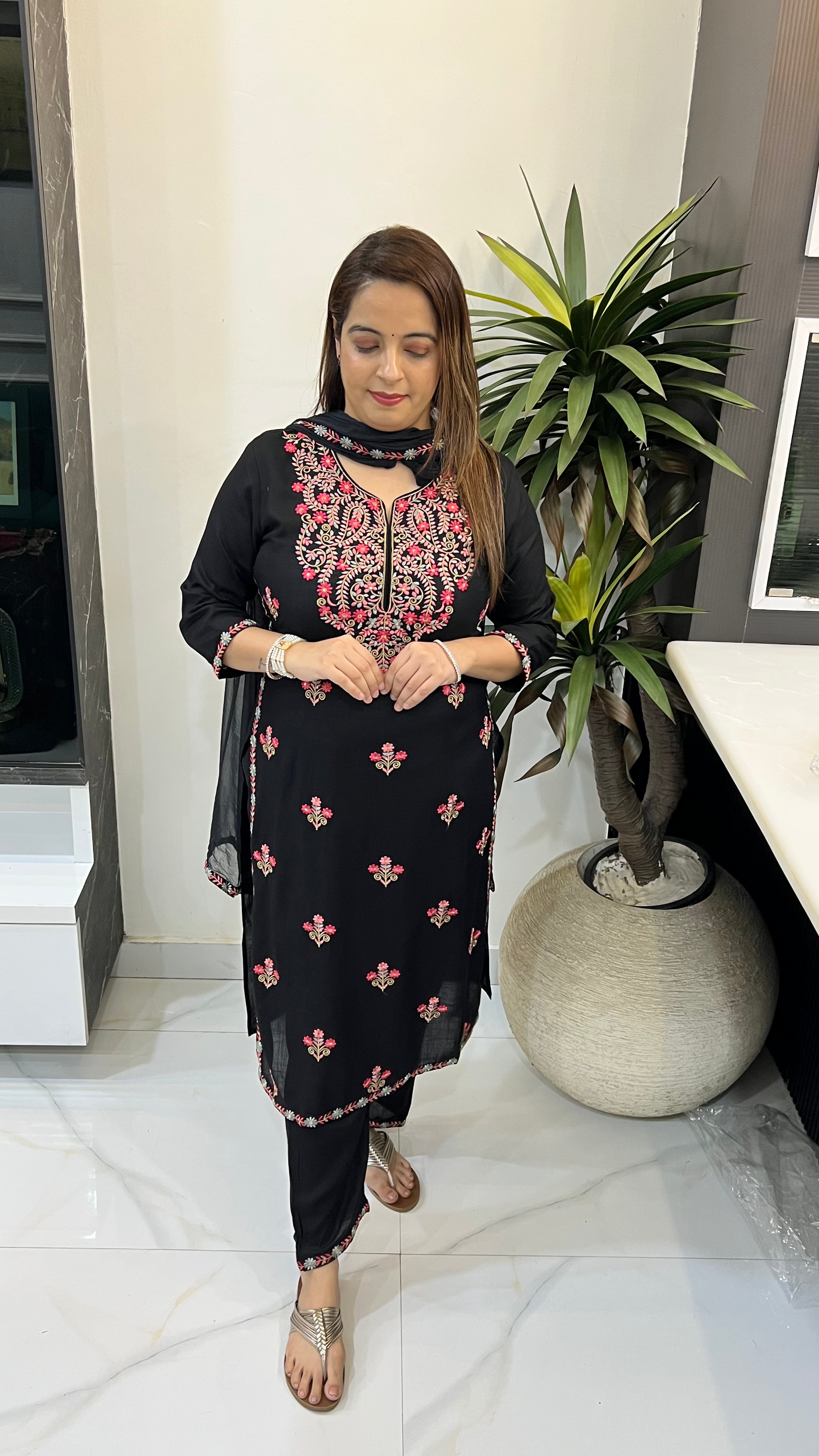 The Heritage Splendor: Pure Modal Resham Embroidery Masterpiece