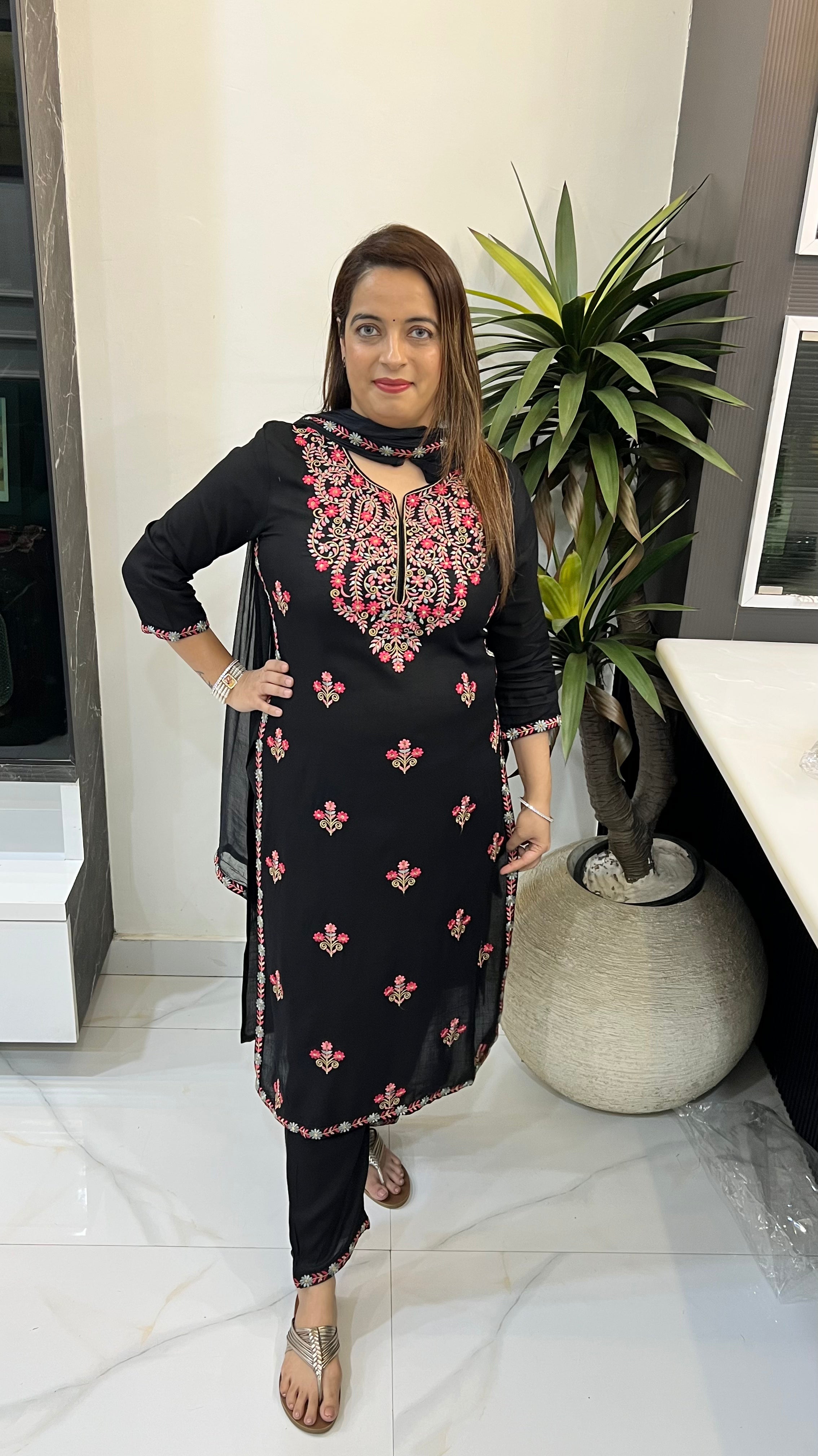 The Heritage Splendor: Pure Modal Resham Embroidery Masterpiece