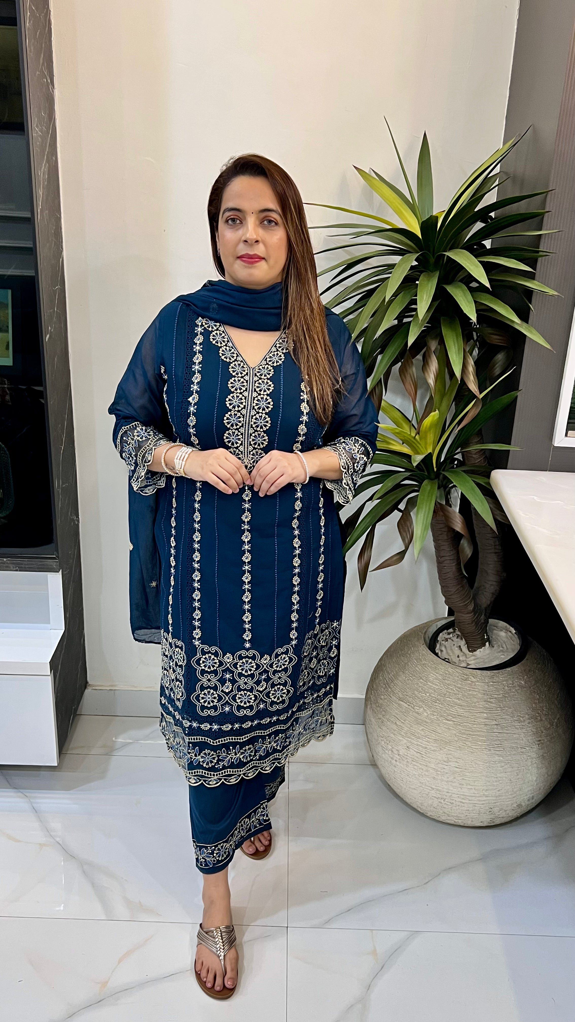 The Boutique Signature: Pure Cotton Pakistani-Style Resham Masterpiece