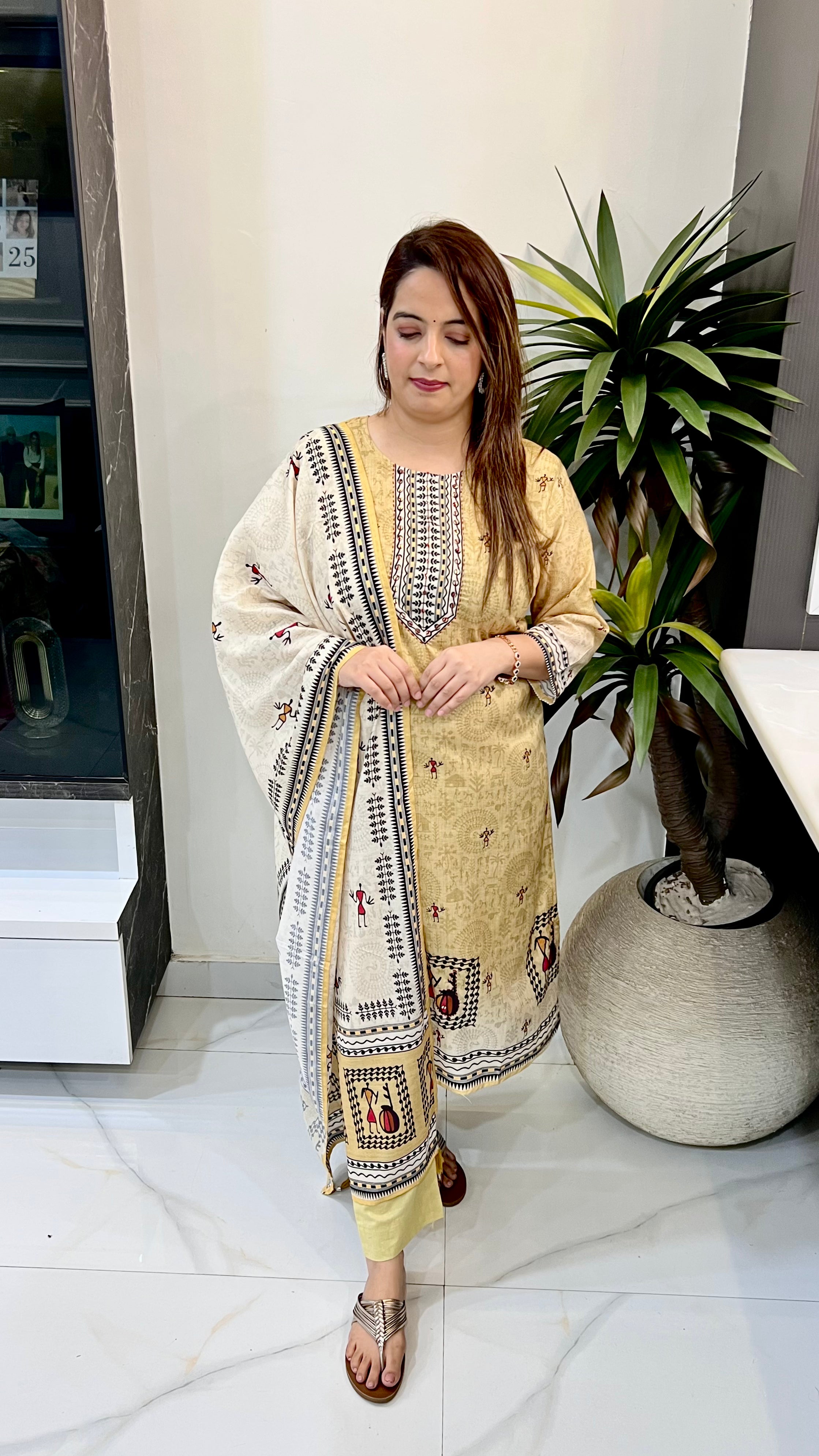 The Boutique Signature: Pure Cotton Madhubani Art & Kantha Masterpiece