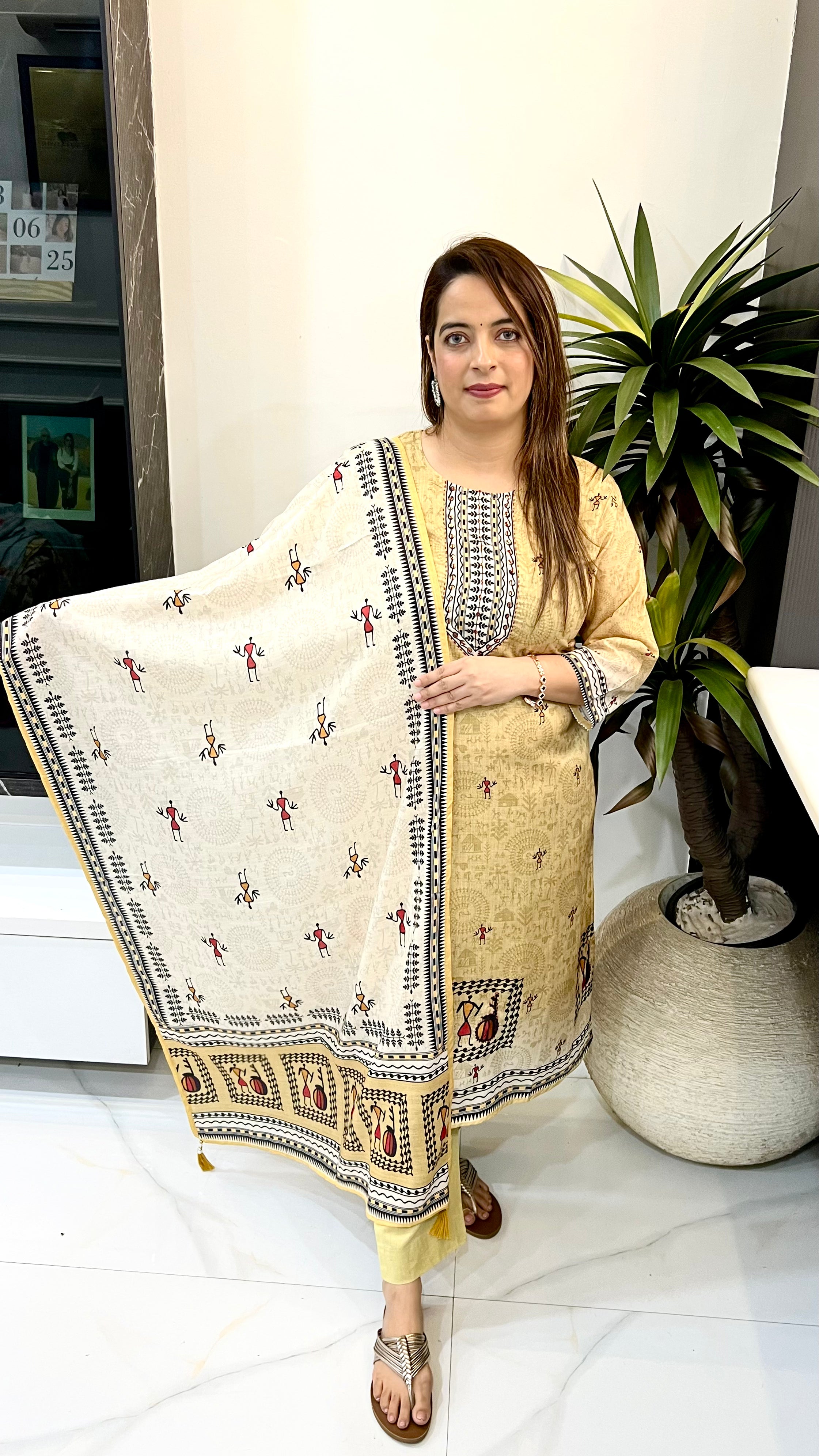 The Boutique Signature: Pure Cotton Madhubani Art & Kantha Masterpiece