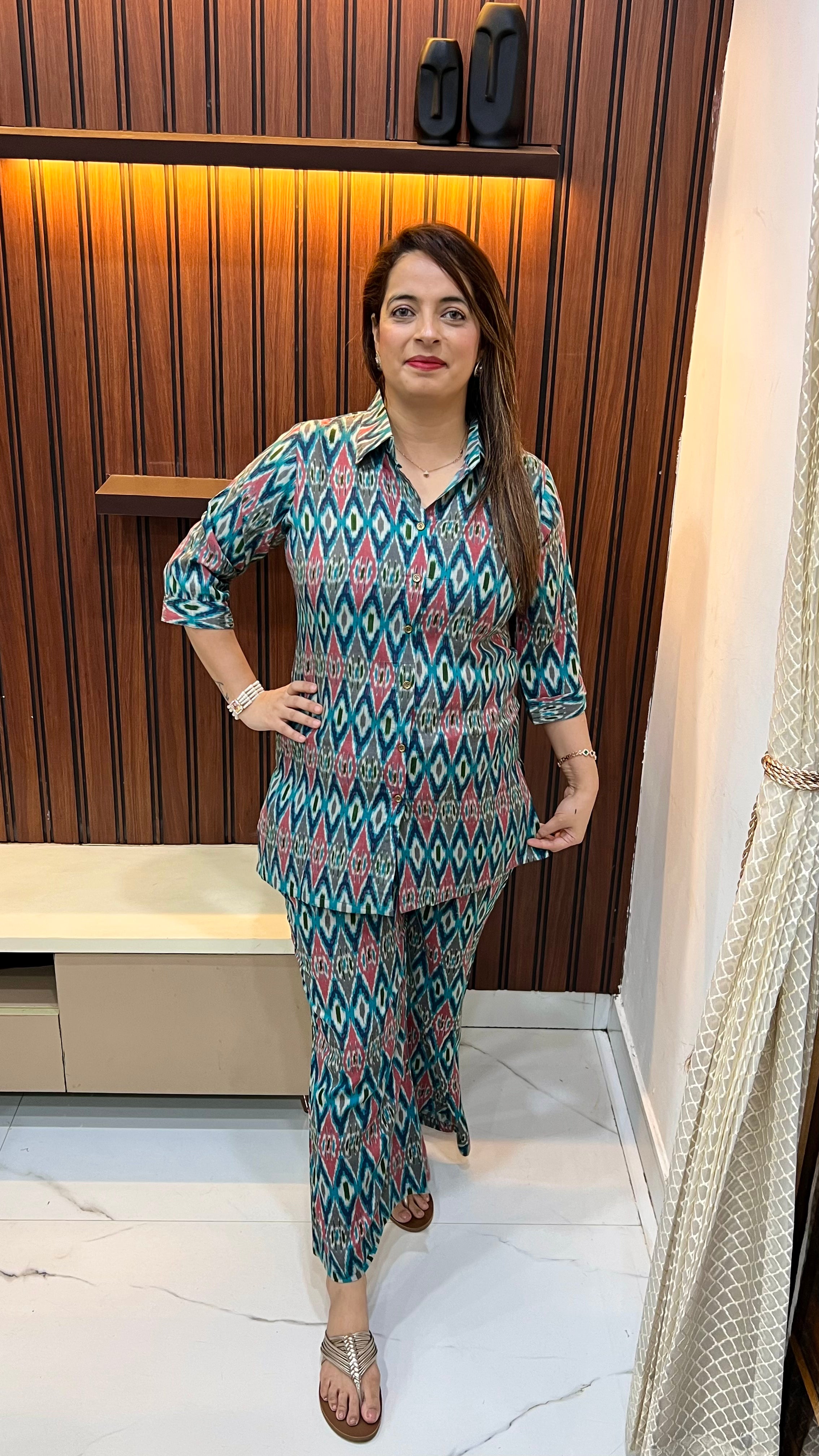 Pure Modal Shirt Collar Co-ord Set with Palazzo