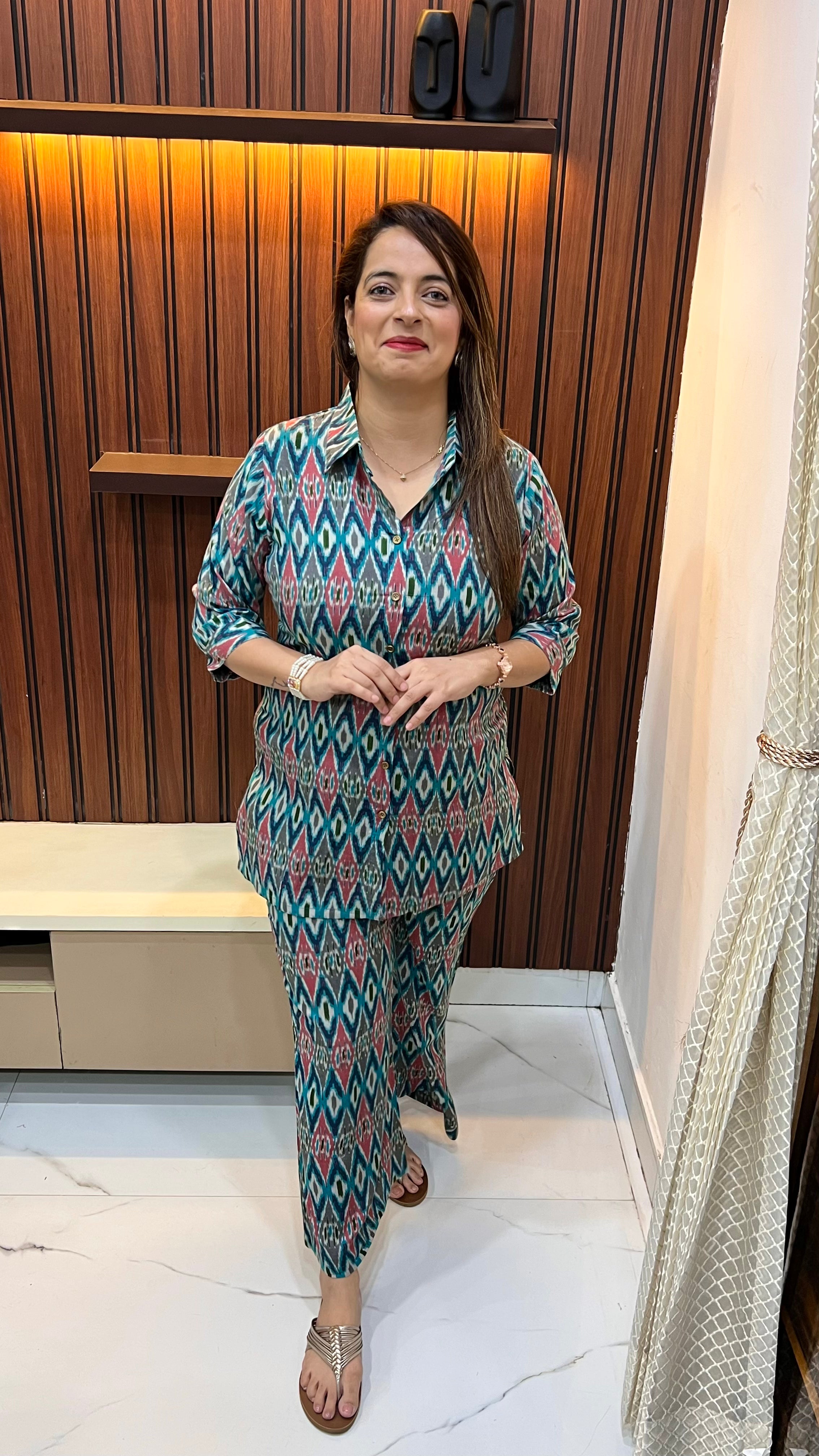 Pure Modal Shirt Collar Co-ord Set with Palazzo