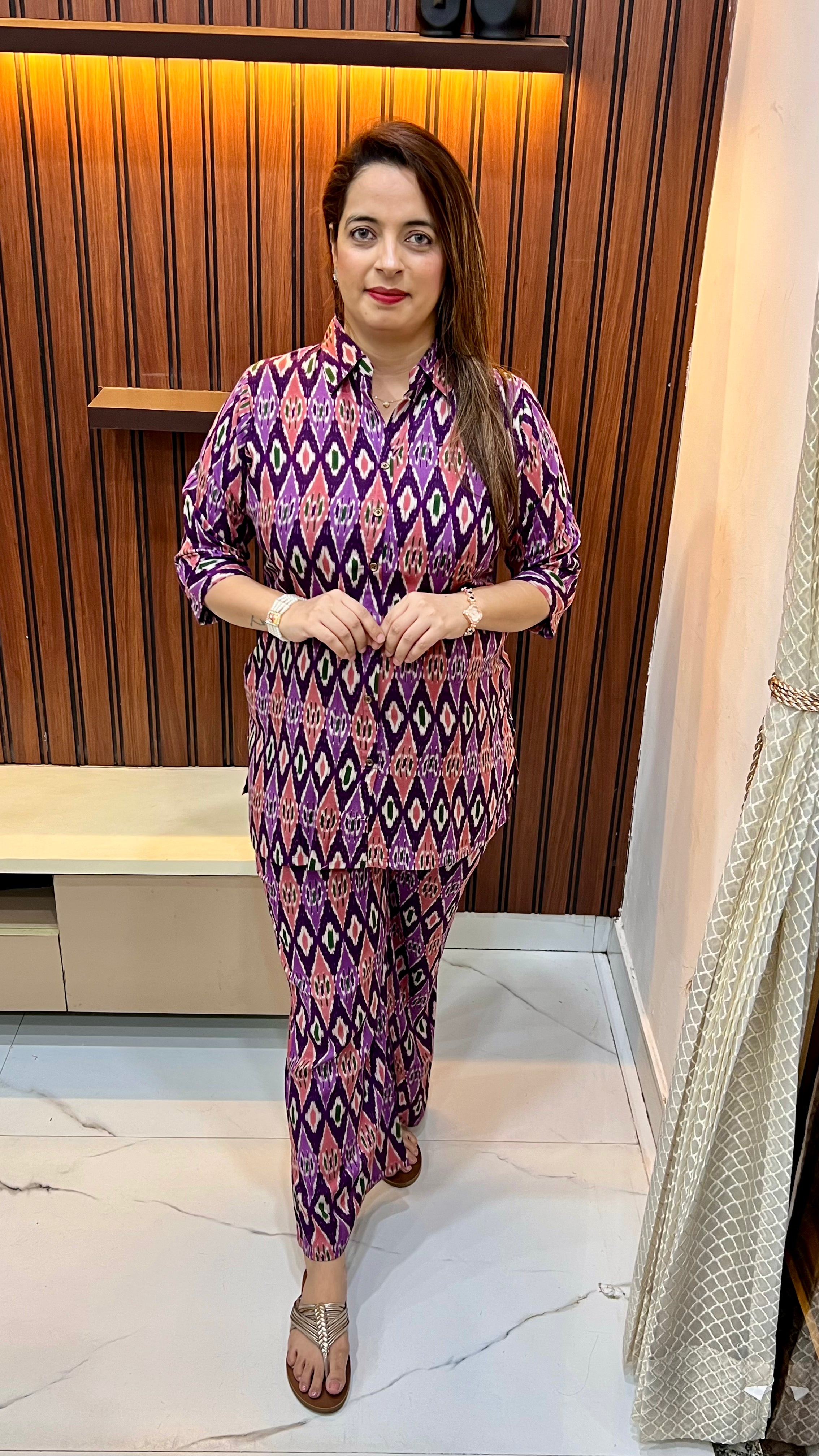 Pure Modal Shirt Collar Co-ord Set with Palazzo