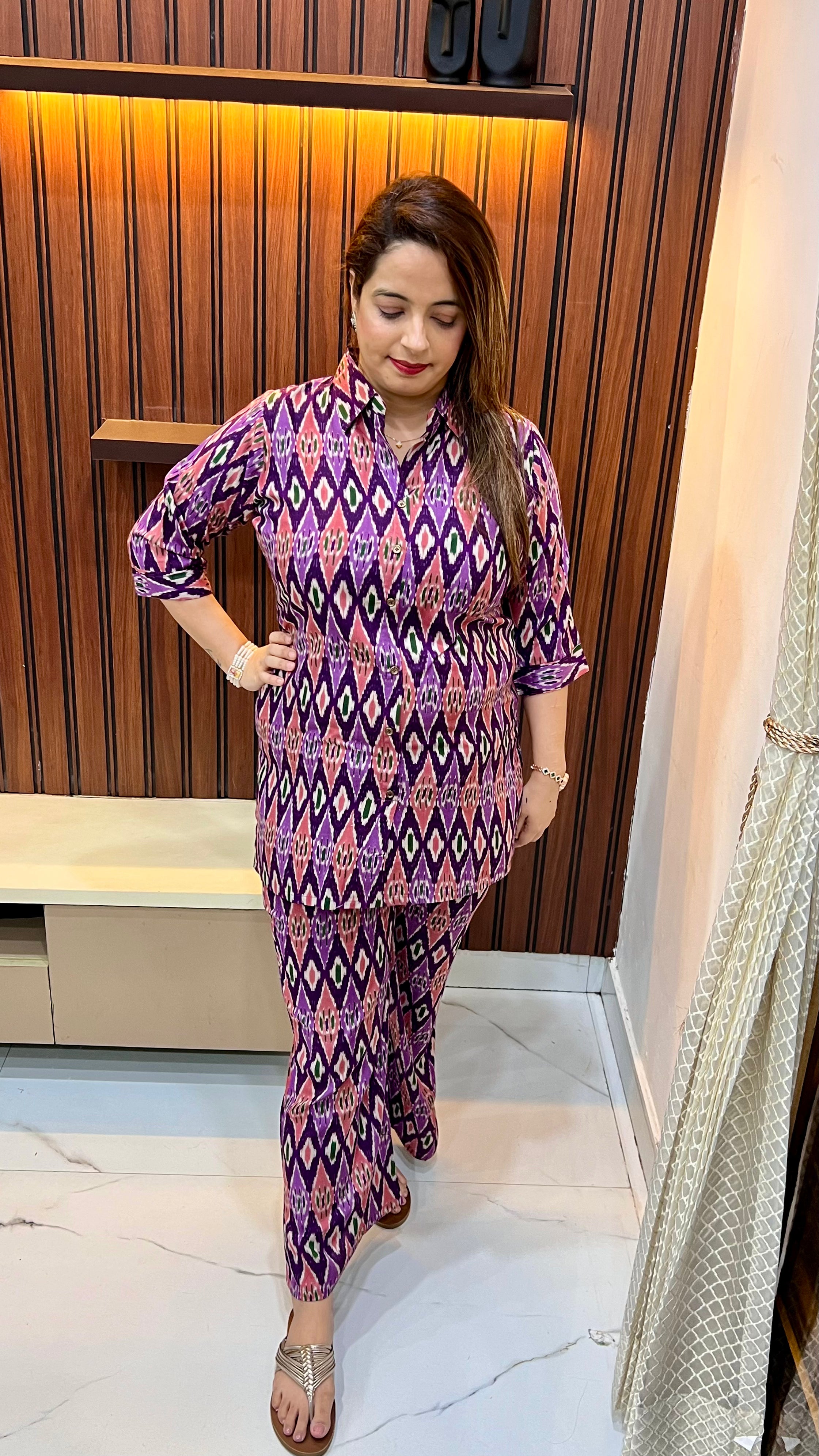 Pure Modal Shirt Collar Co-ord Set with Palazzo