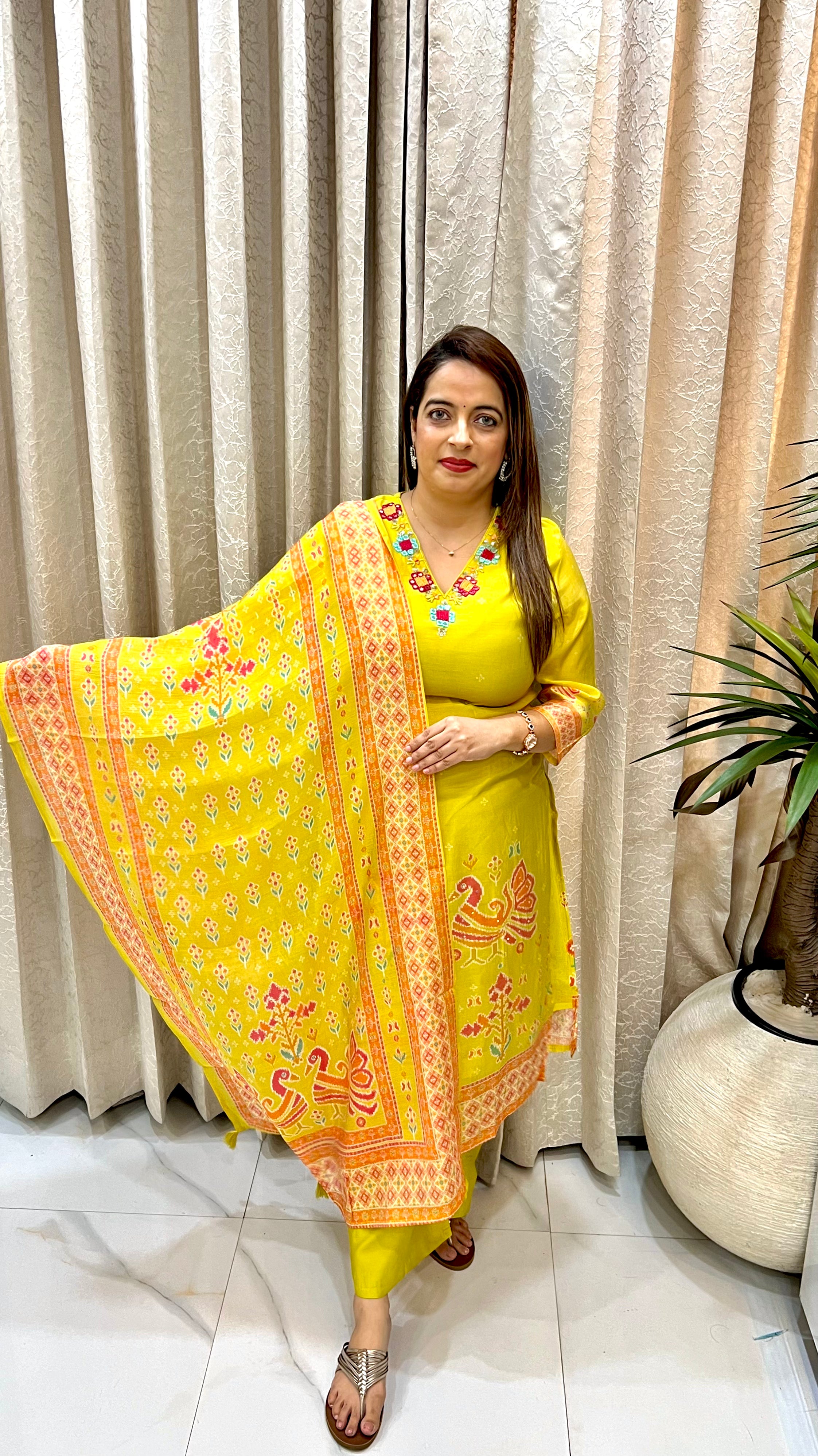 Mul Chanderi Suit with Lining