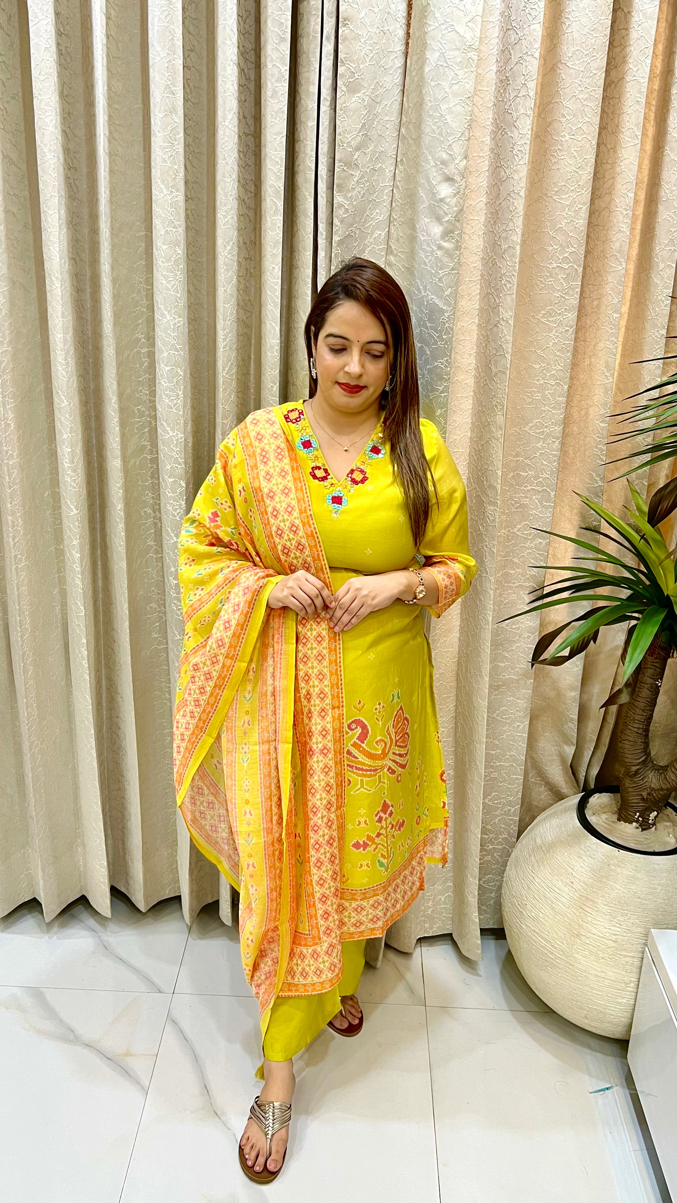 Mul Chanderi Suit with Lining