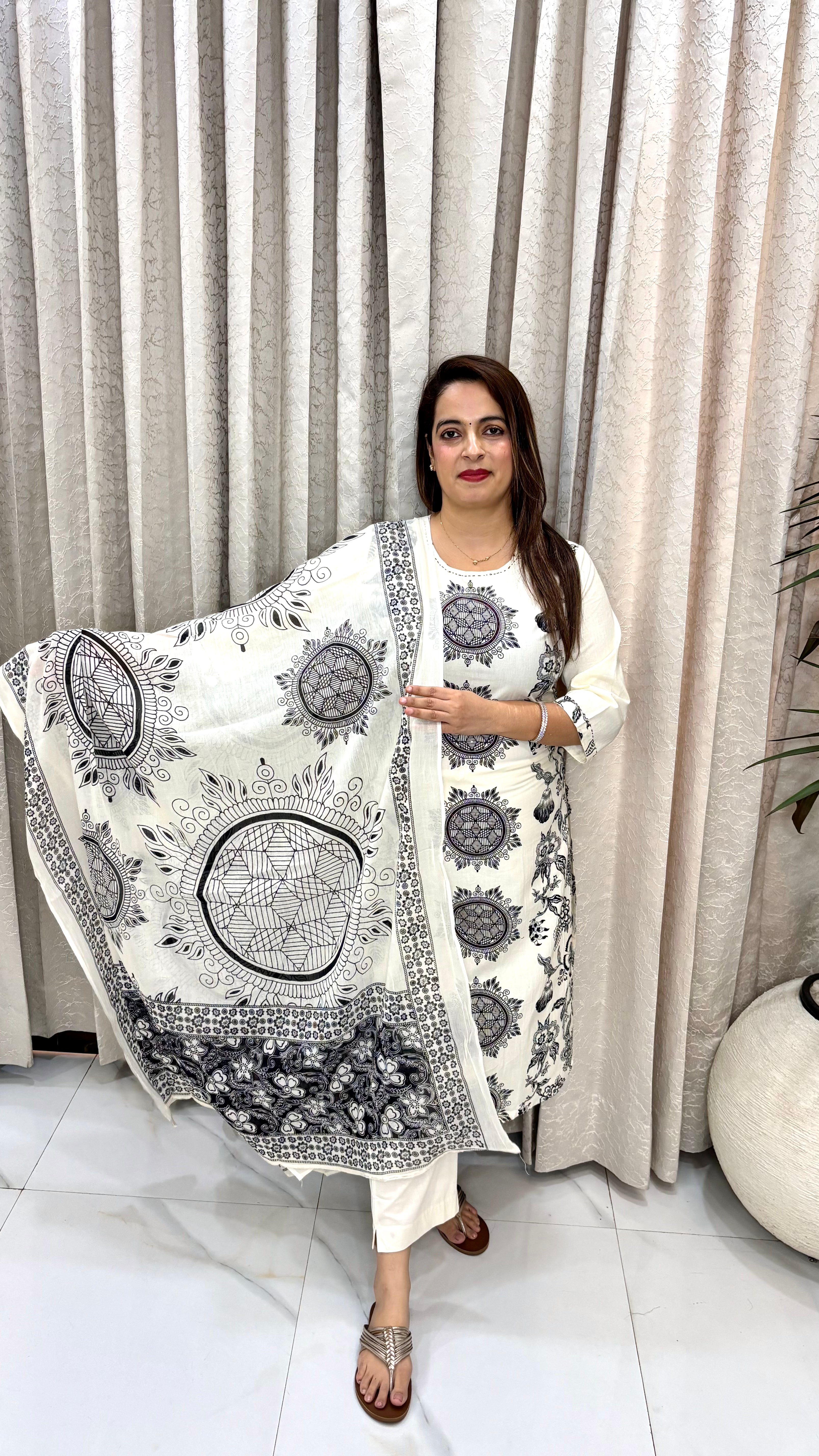 ✨ Pure Cotton Printed Suit with Kantha Work