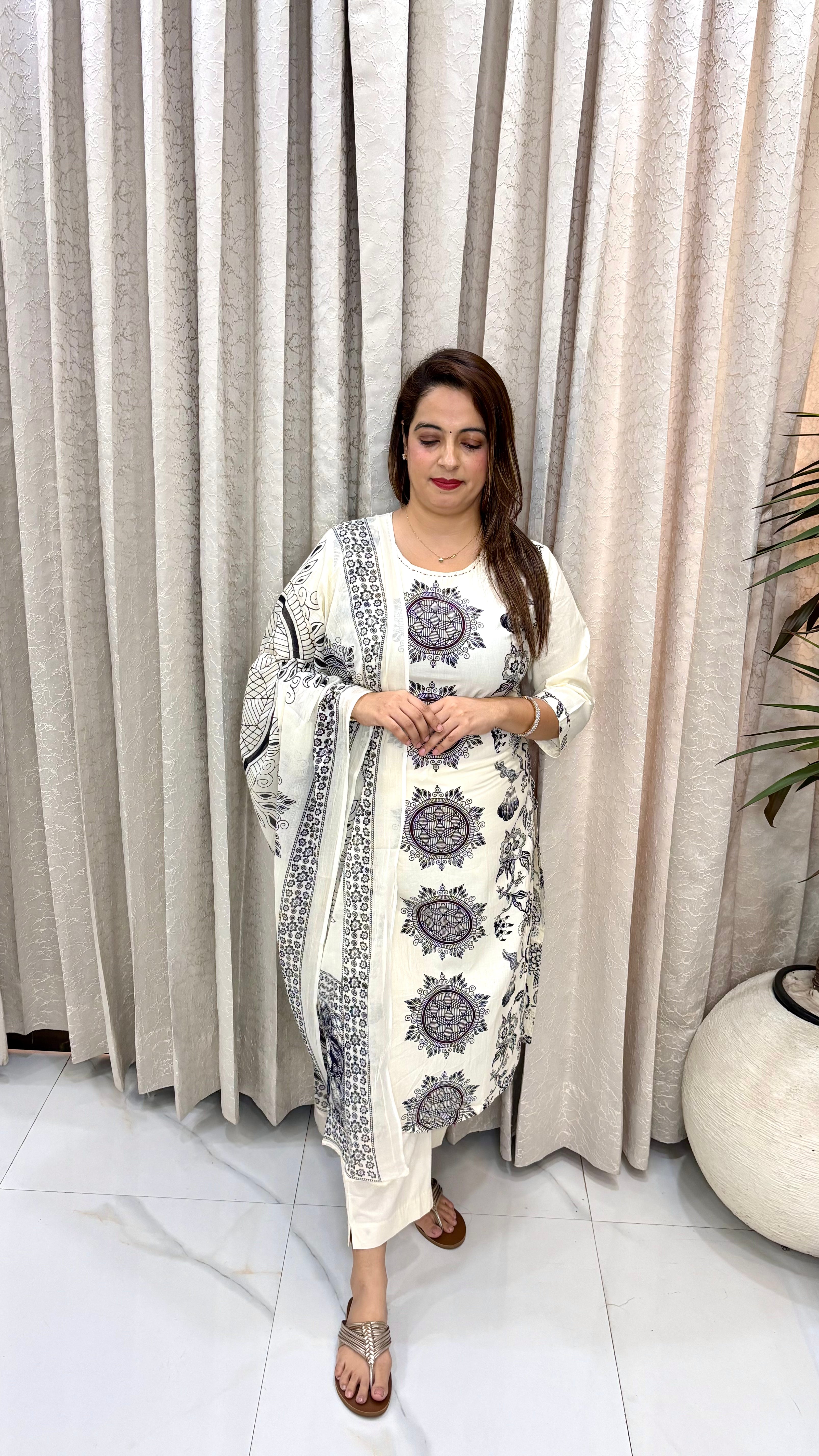 ✨ Pure Cotton Printed Suit with Kantha Work