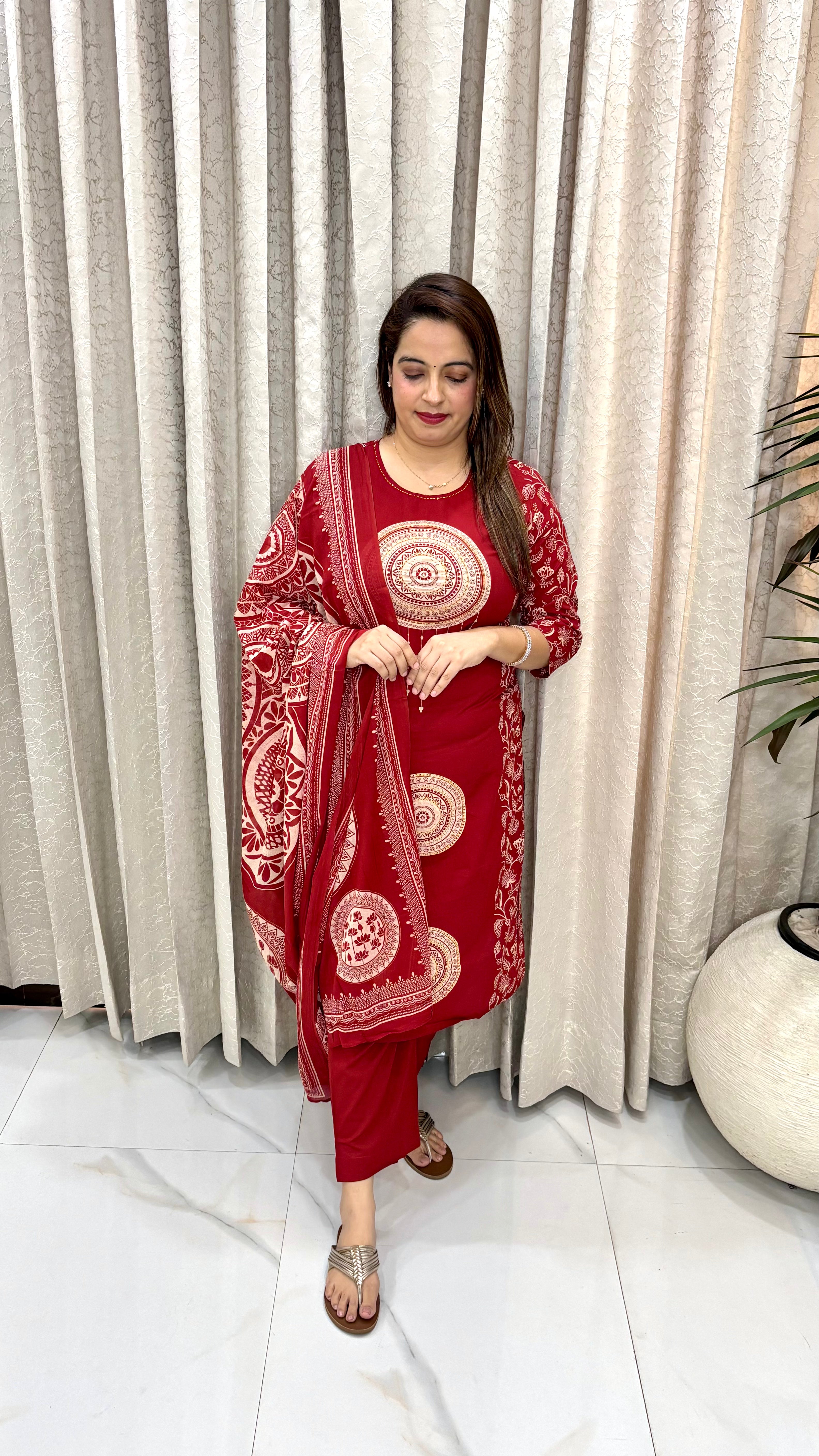 ✨ Pure Mul Cotton Printed Suit with Kantha Work