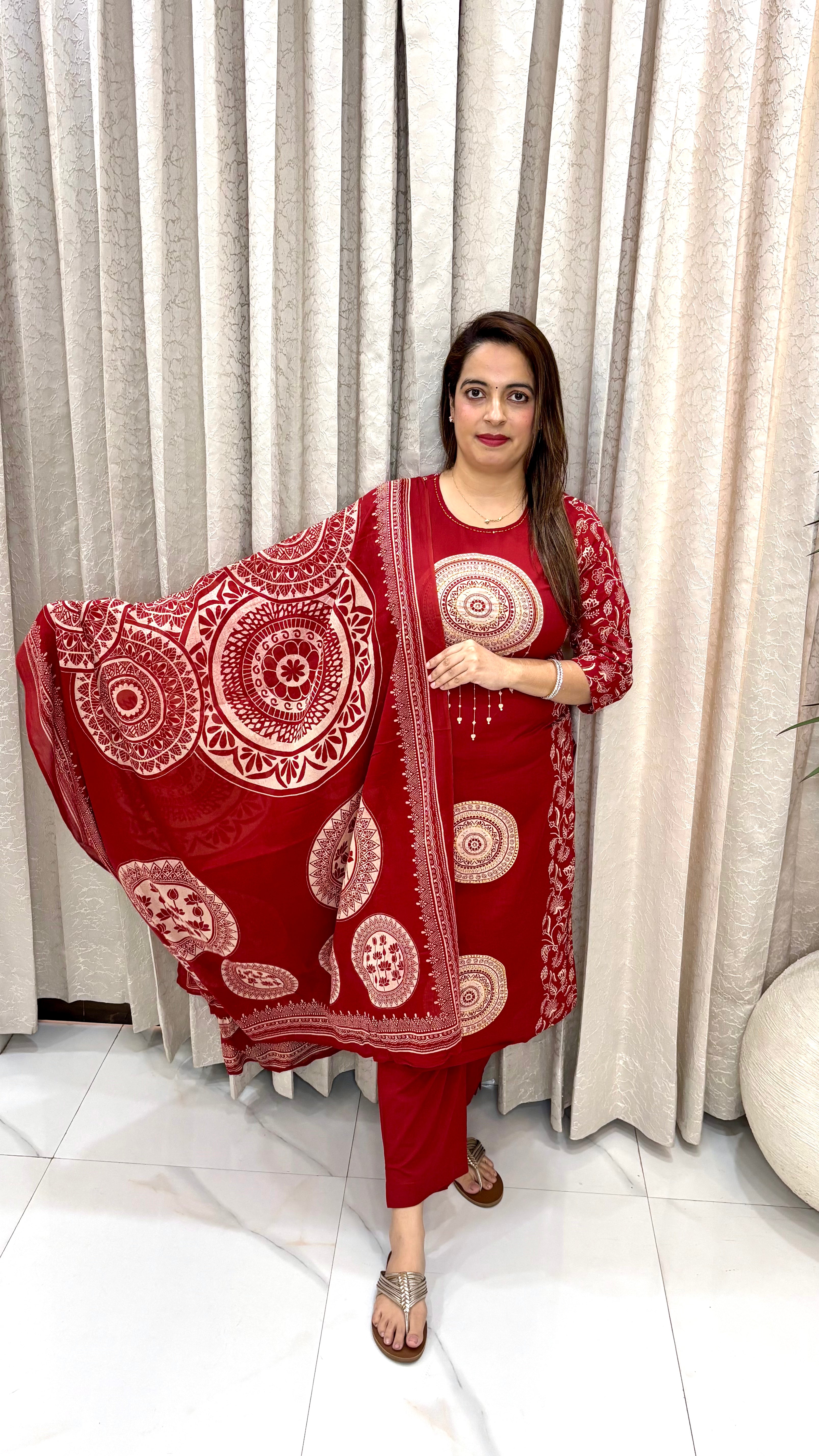 ✨ Pure Mul Cotton Printed Suit with Kantha Work