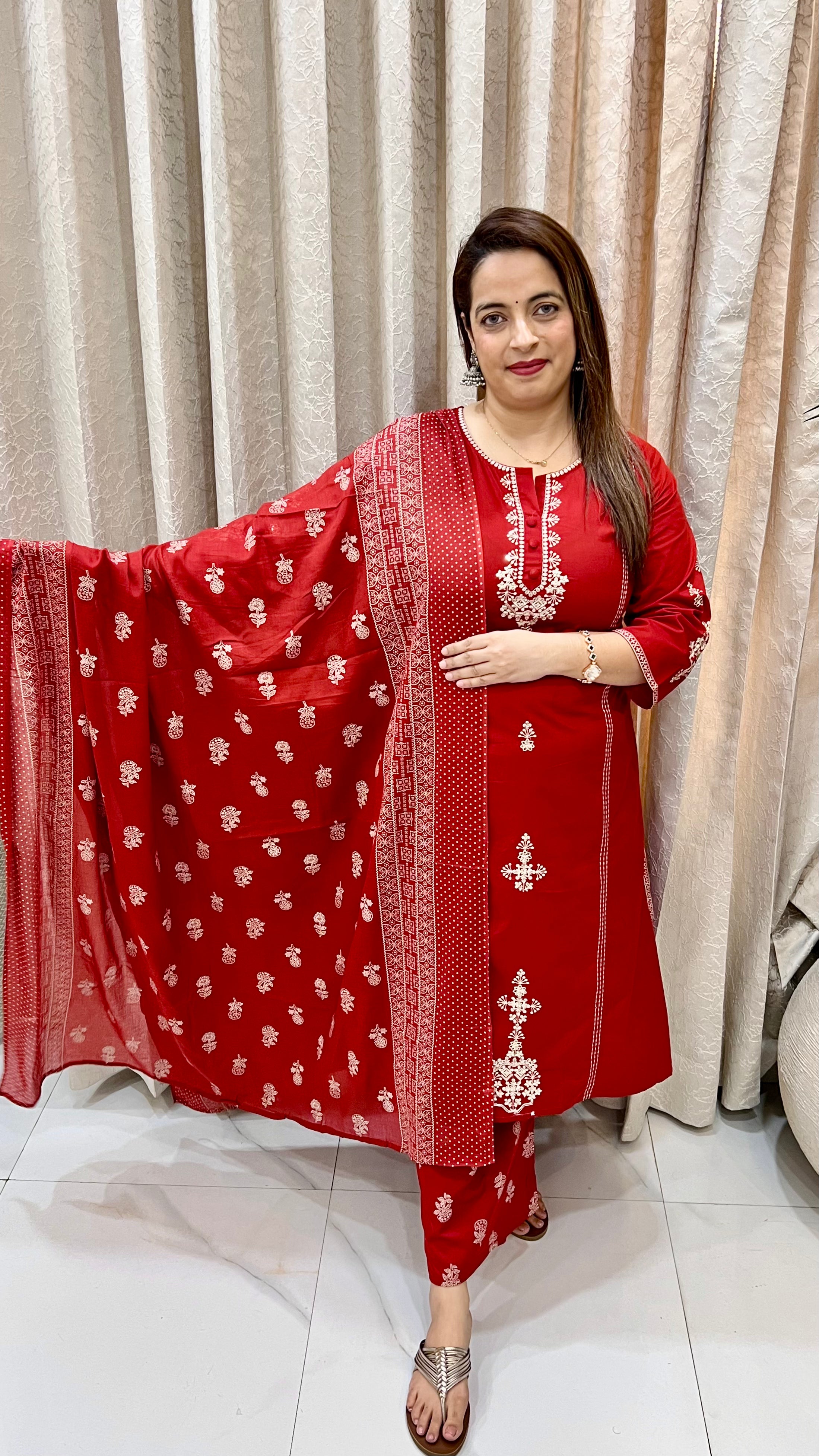 Pure Cotton Pakistani Style Suit with Kantha Work