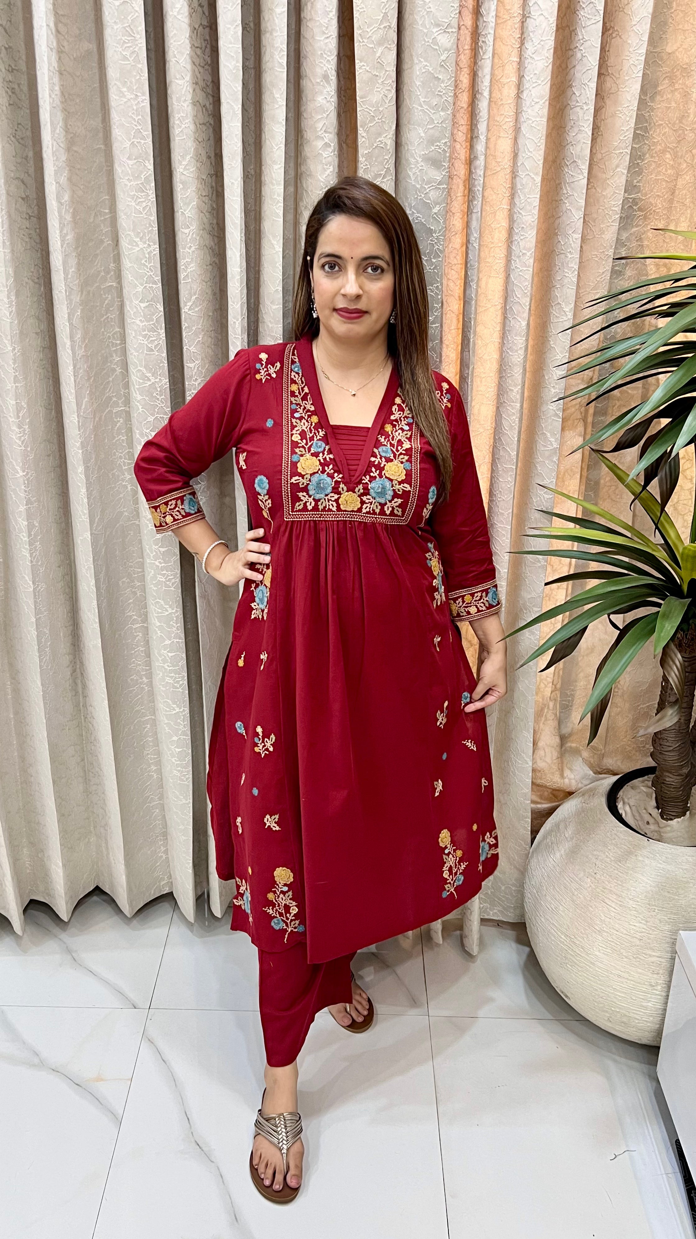 Pure Cotton All-Over Hand Embroidered Suit