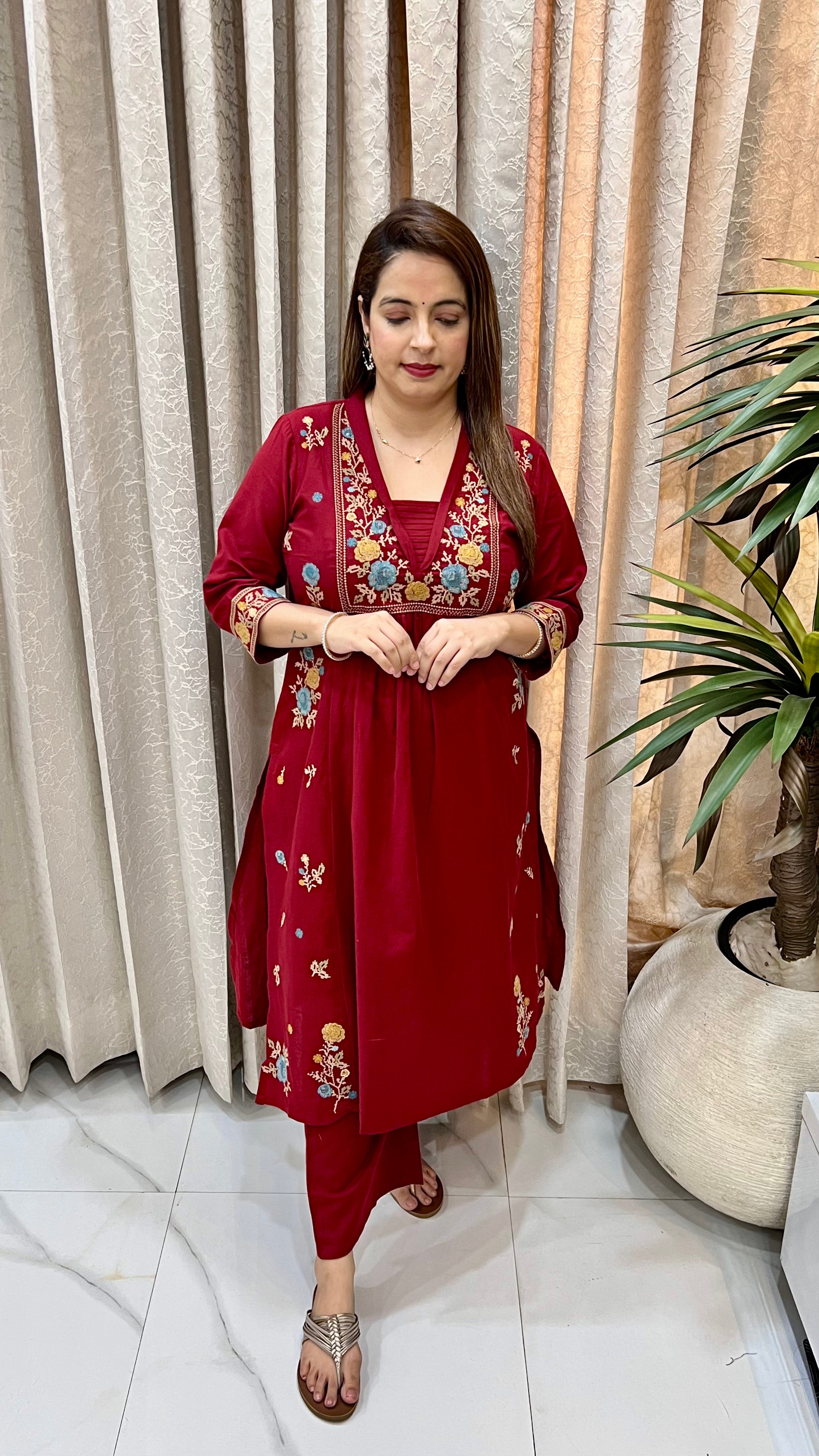 Pure Cotton All-Over Hand Embroidered Suit