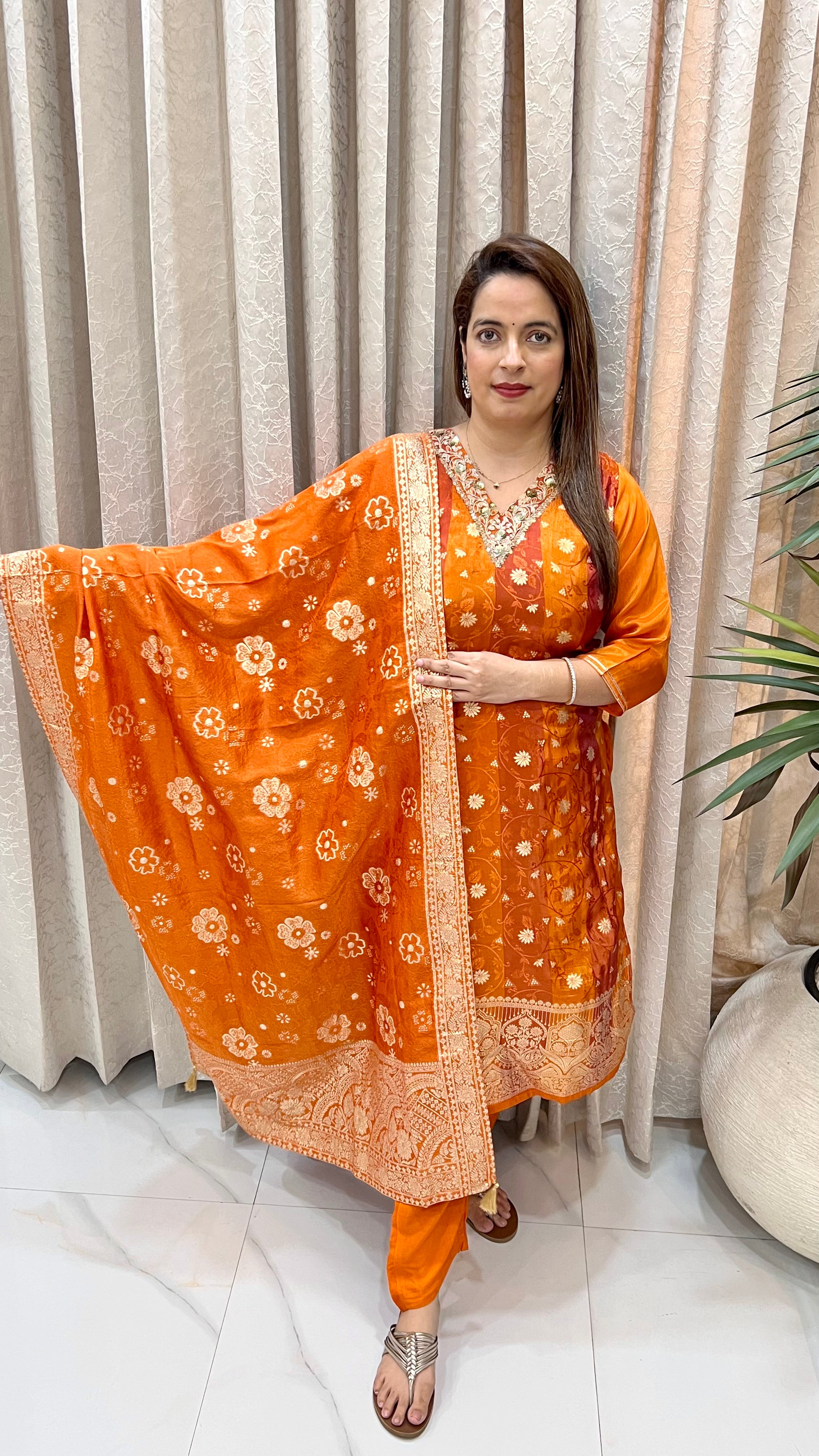 Banarasi Silk Suit with Thread & Sequence Work