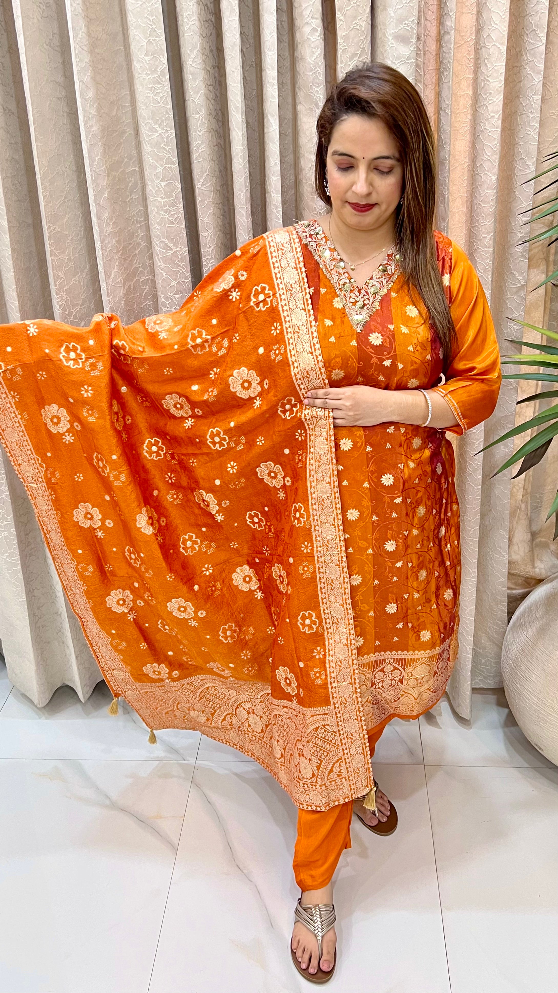 Banarasi Silk Suit with Thread & Sequence Work