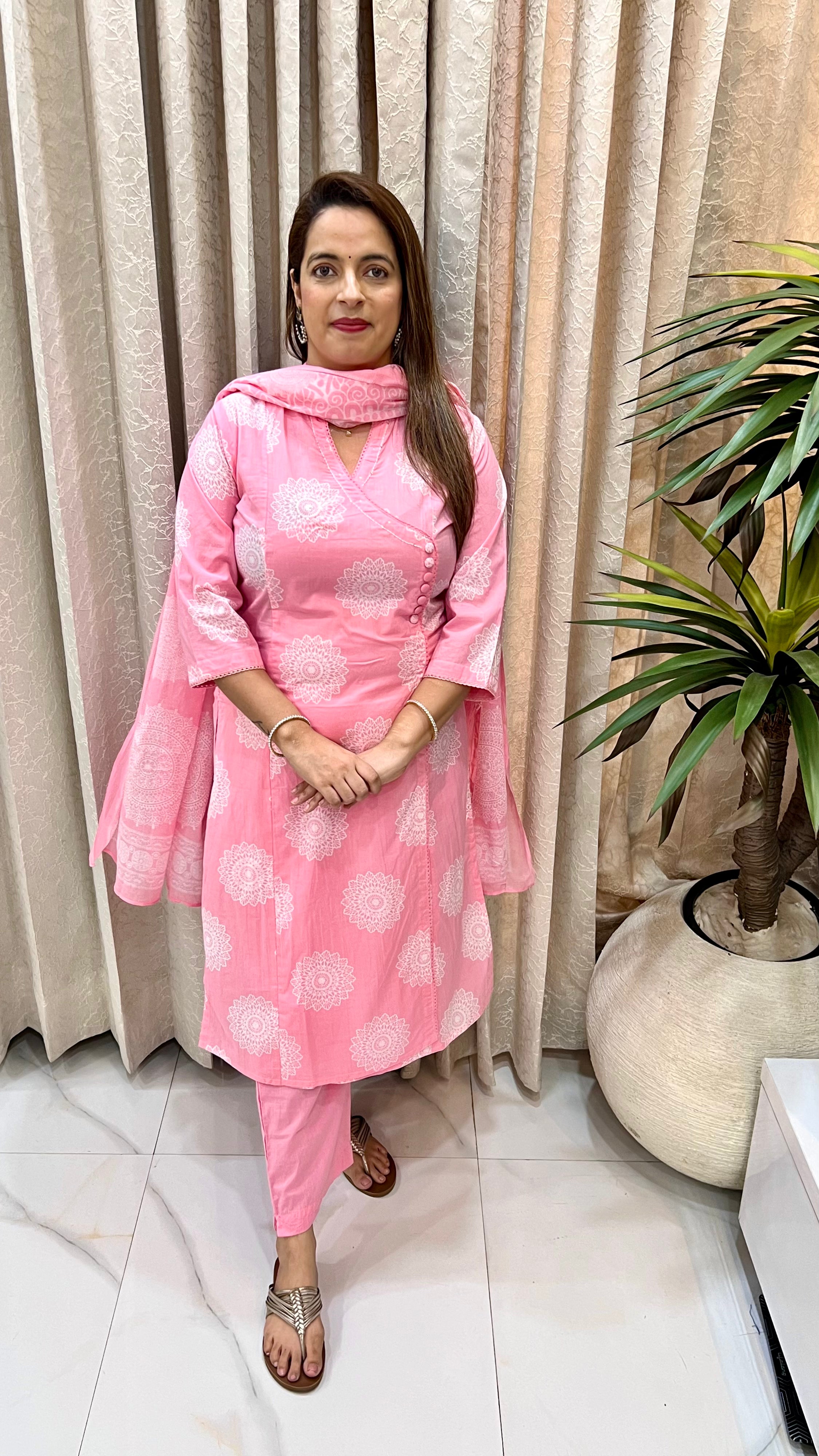 Pure Cotton Block Print & Potli Button Suit