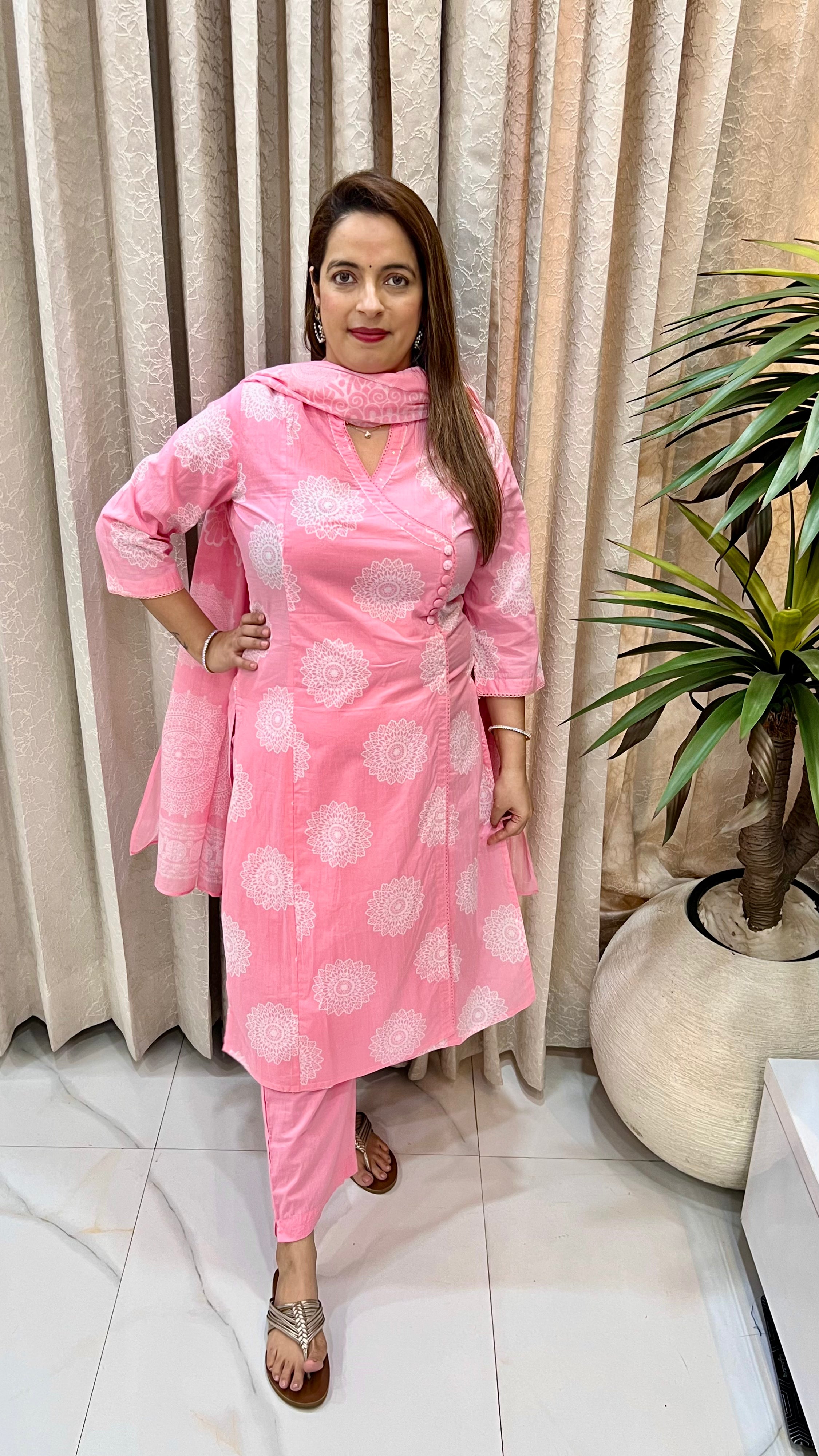 Pure Cotton Block Print & Potli Button Suit