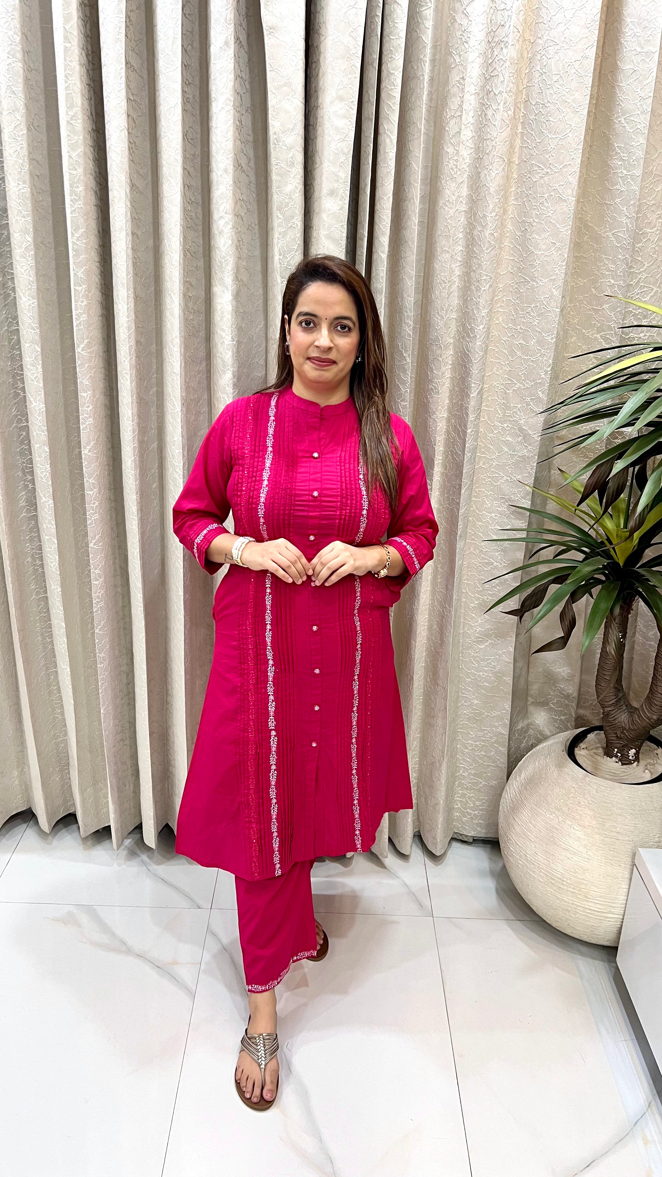 Pure Cotton Thread Embroidery Co-ord Set