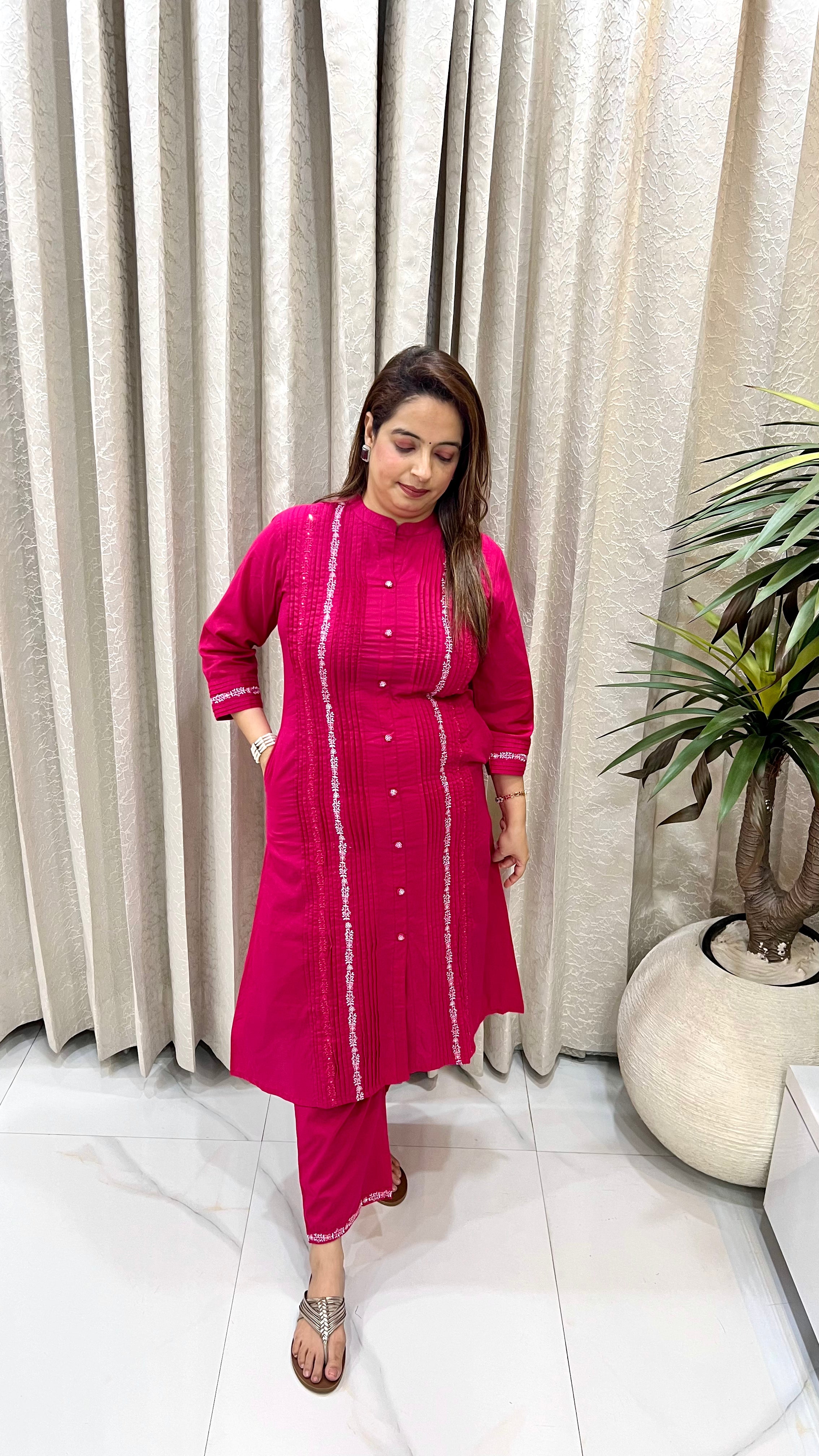 Pure Cotton Thread Embroidery Co-ord Set